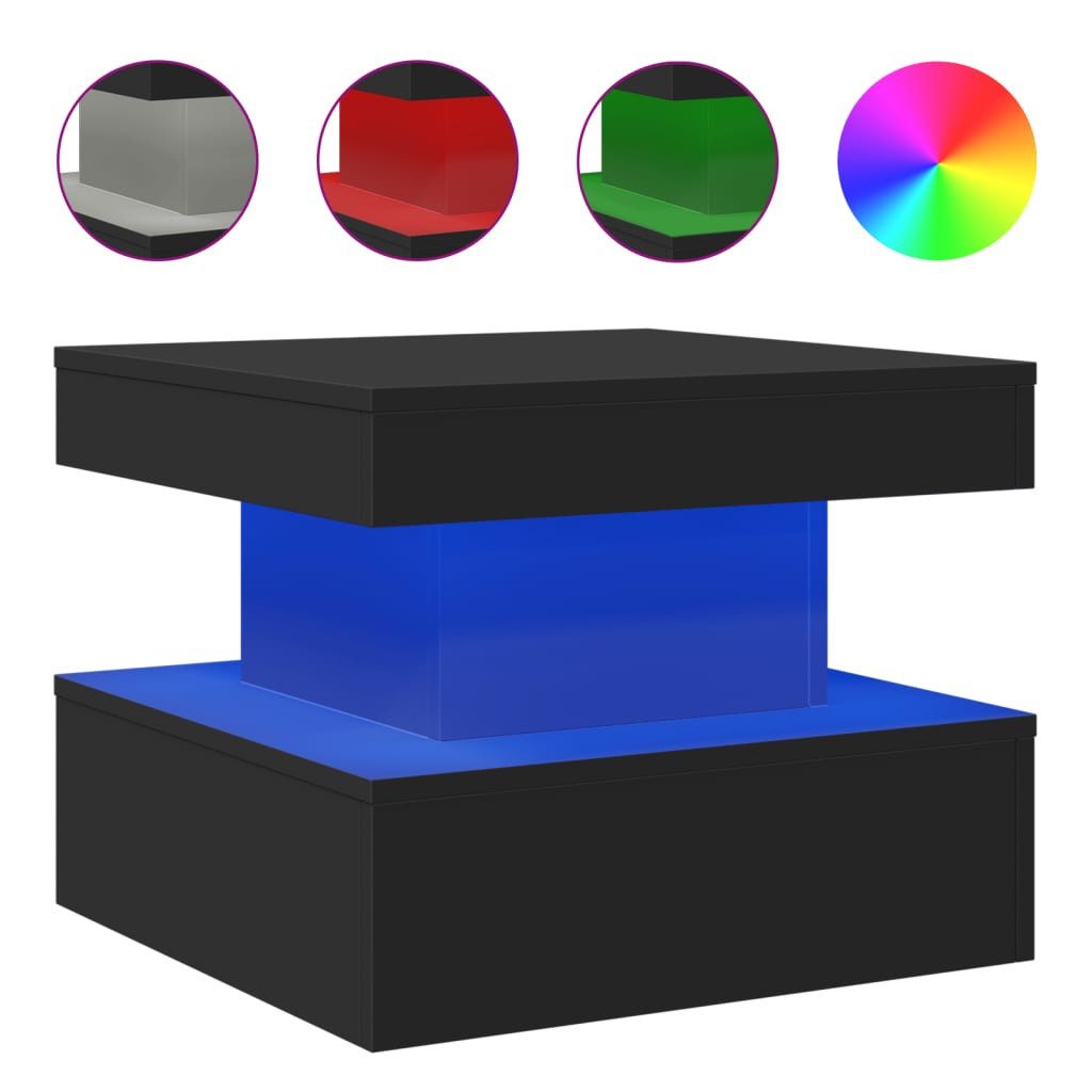 vidaXL Ablagetisch, Couchtisch mit LED-Leuchten Schwarz günstig online kaufen