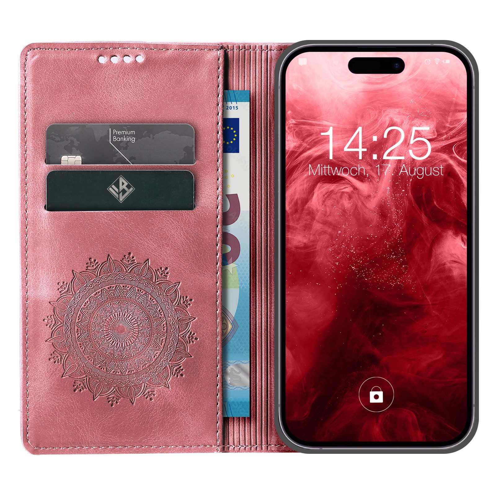 Tec-Expert Handyhülle Mandala Hülle Cover für Apple iPhone 17 Pro Max, Klapphülle Case Tasche mit Kartenfächern und RFID Schutz