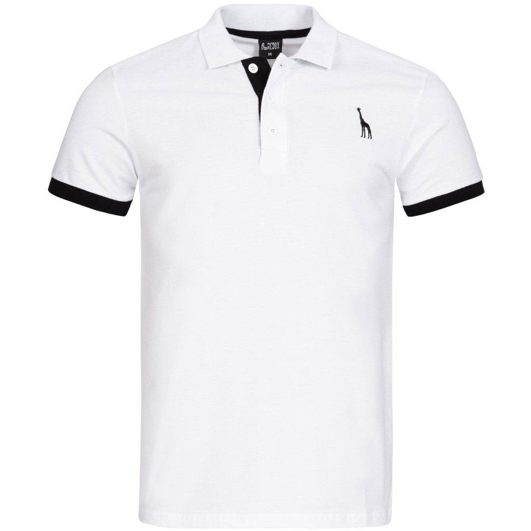 P14ST T-Shirt (Shirt Tee, Freizeit OneRedox Casual Kurzarmshirt 1404 1-tlg) Weiss Polo Fitness