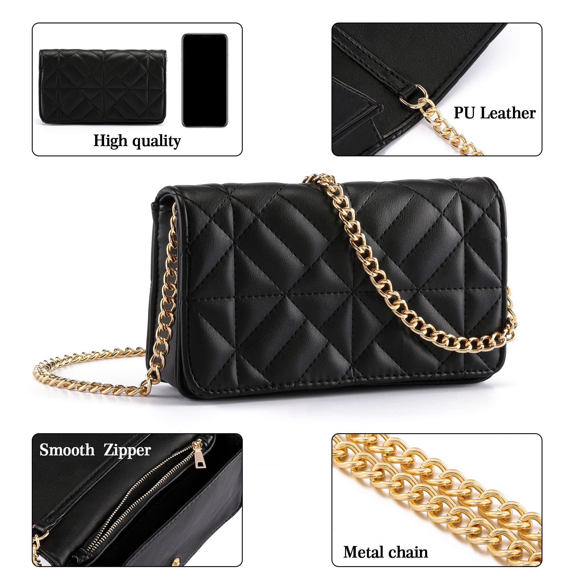 Zaewry Umhängetasche Damen Handy Umhängetasche Kleine Abendtasche Handtasche, Mini-Umhängetasche,Kleine, dicke Umhängetasche,Mit Goldkette