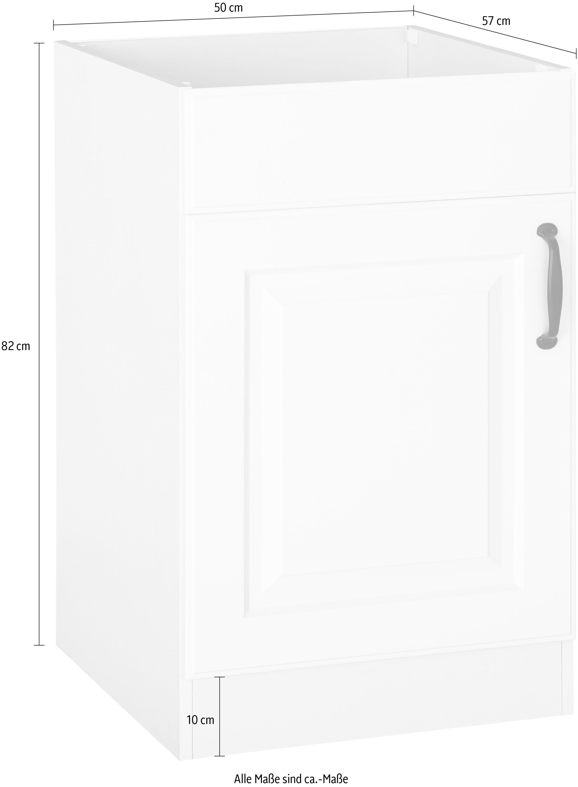 Küchen Weiß/Weiß Arbeitsplatte Erla Weiß Kassettenfront, wiho Spülenschrank | breit mit 50 ohne cm