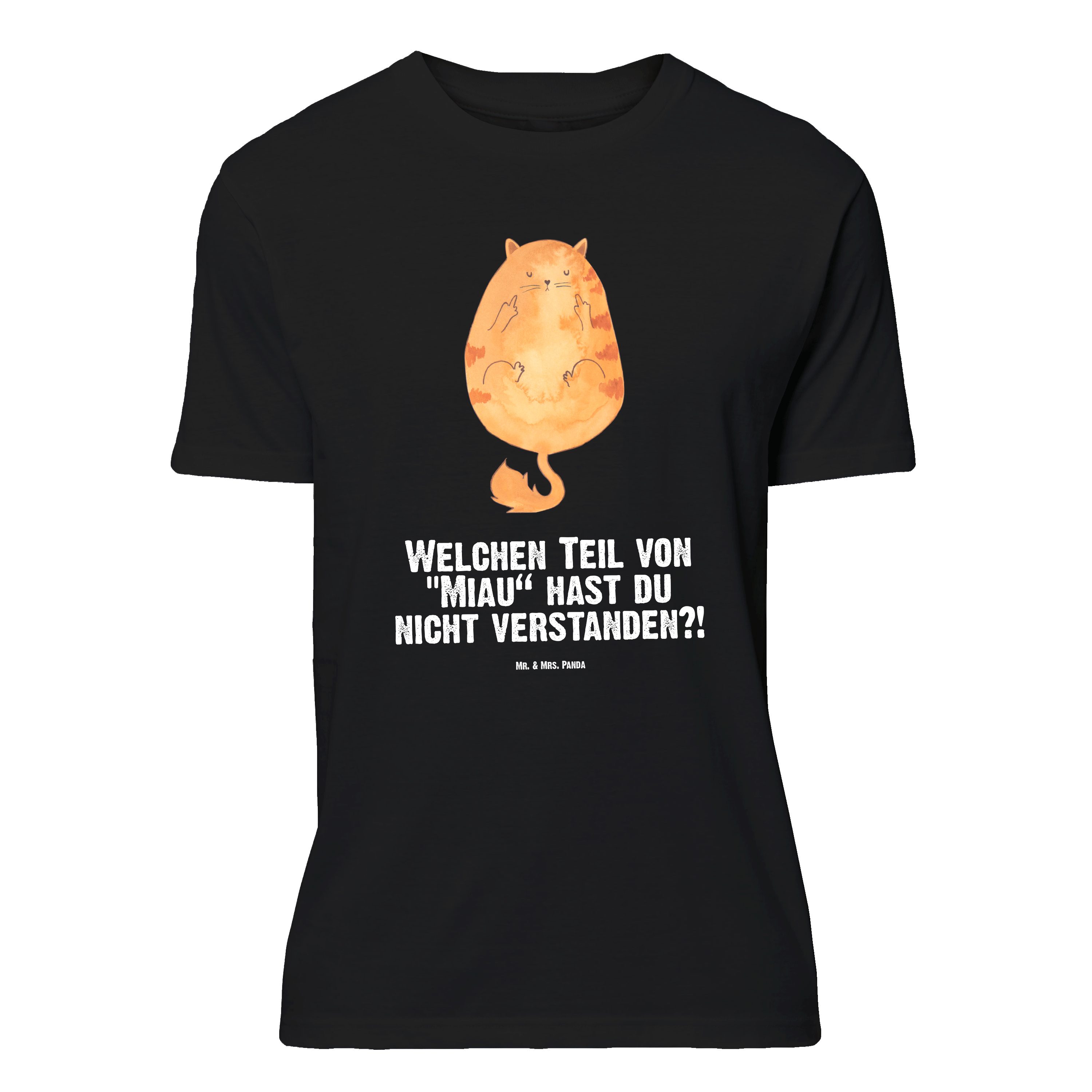 Mr. & Mrs. Panda T-Shirt Katze Mittelfinger, Größe XL T-Shirt, Schwarz, Katzen, Kater, Cats, M (Packung) humorous Cat Tshirt