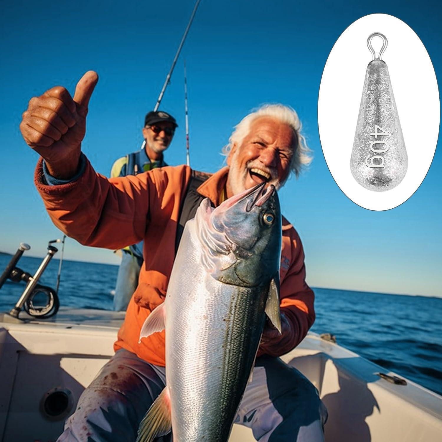 LuxusKollektion Fischentschupper 36-teiliges Tropfenform Blei Angelgewichte Set 5g-40g, Drop Shot Blei