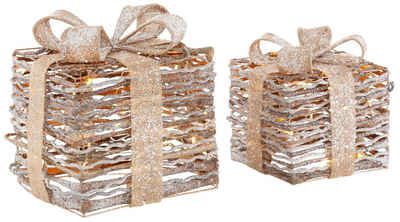 LED Dekolicht »Geschenkbox«, 2-teilig, mit Glitter 20x20x26 cm und 25x25x31 cm