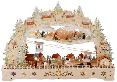 my home Schwibbogen »Weihnachtsdeko«, mit bewegter Seilbahn und beleuchteten Häuser und Rodelbahn