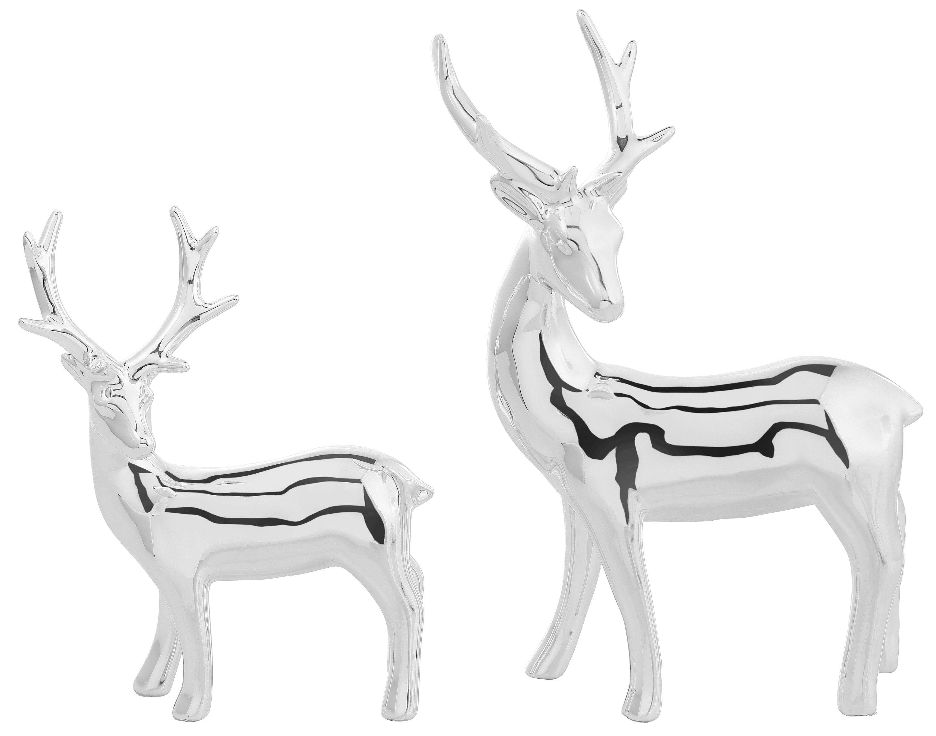 Home affaire Tierfigur »Hirsch« (Set, 2 Stück), Dekofigur, Hochglanz, Höhe ca. 13 cm und 16 cm-HomeTrends