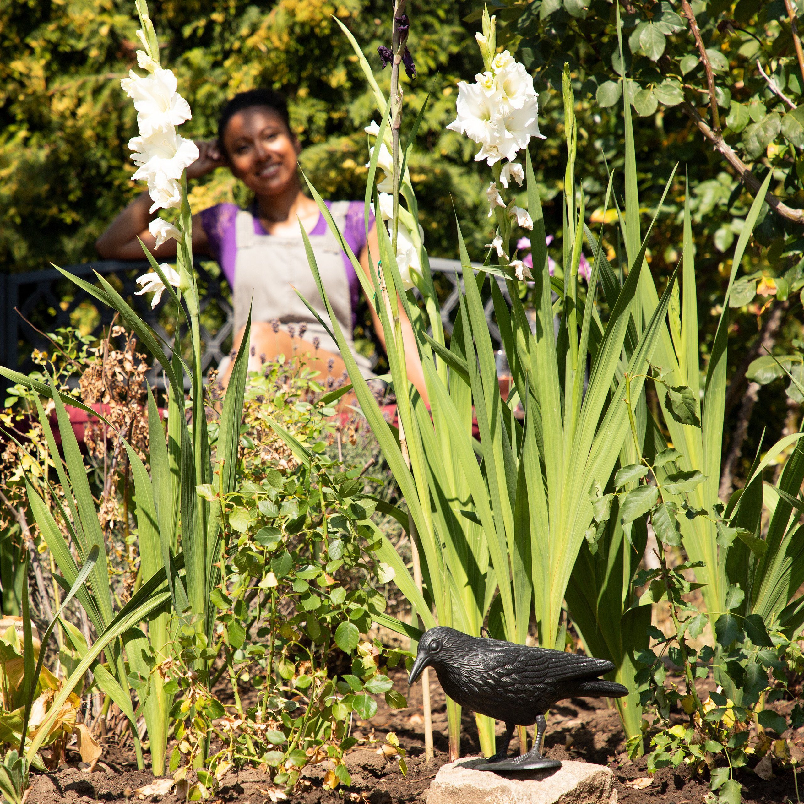 relaxdays Gartenfigur Taubenschreck Krähe sitzend