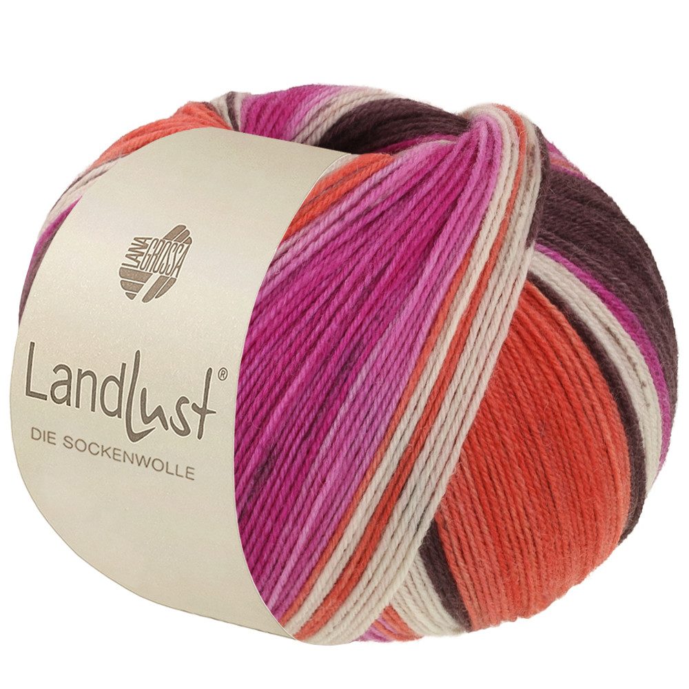 LANA GROSSA Landlust die Sockenwolle 0135 graubraun fuchsia ecru terrakott... Häkelwolle