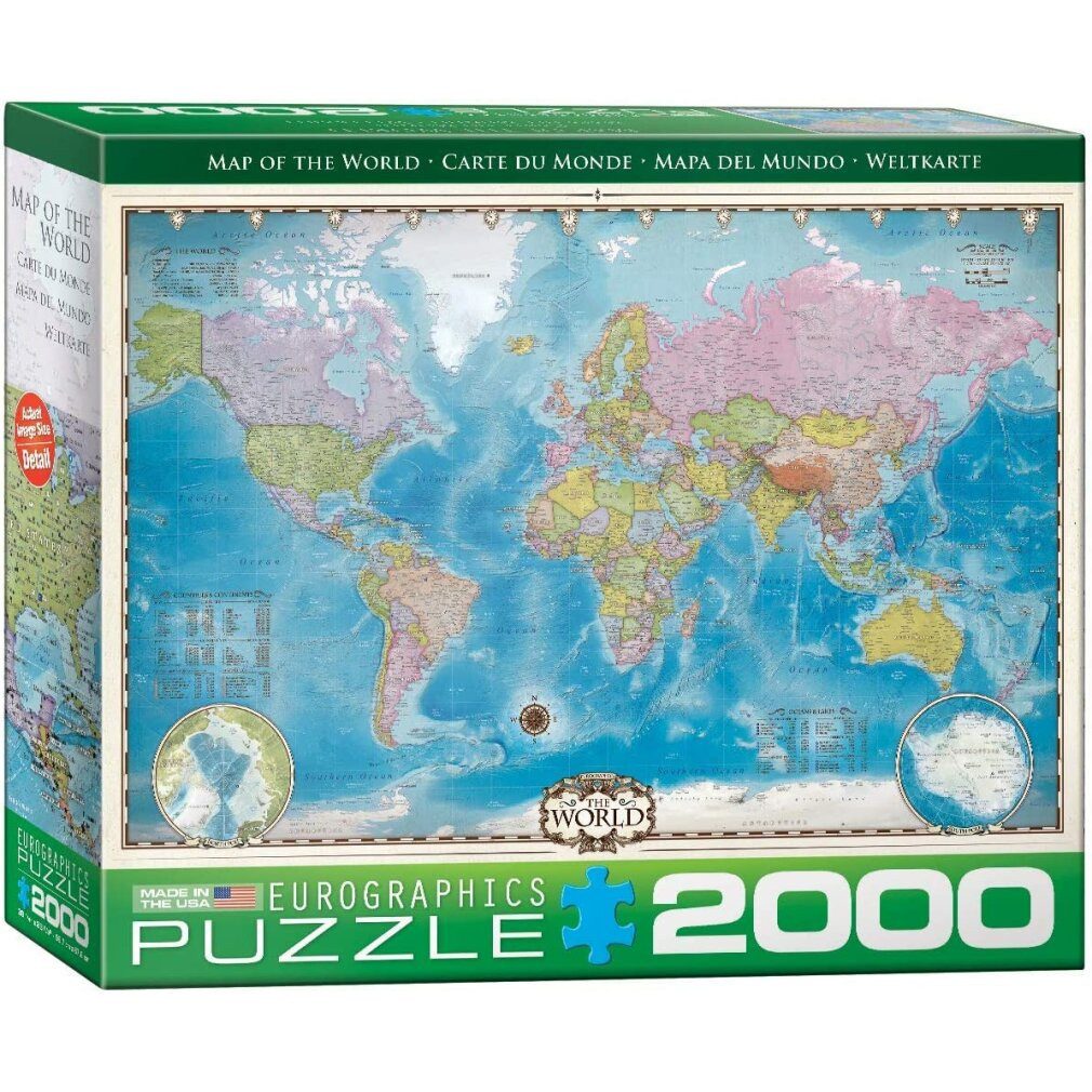 EUROGRAPHICS Puzzle Puzzle Weltkarte 2000 Teile, Puzzleteile