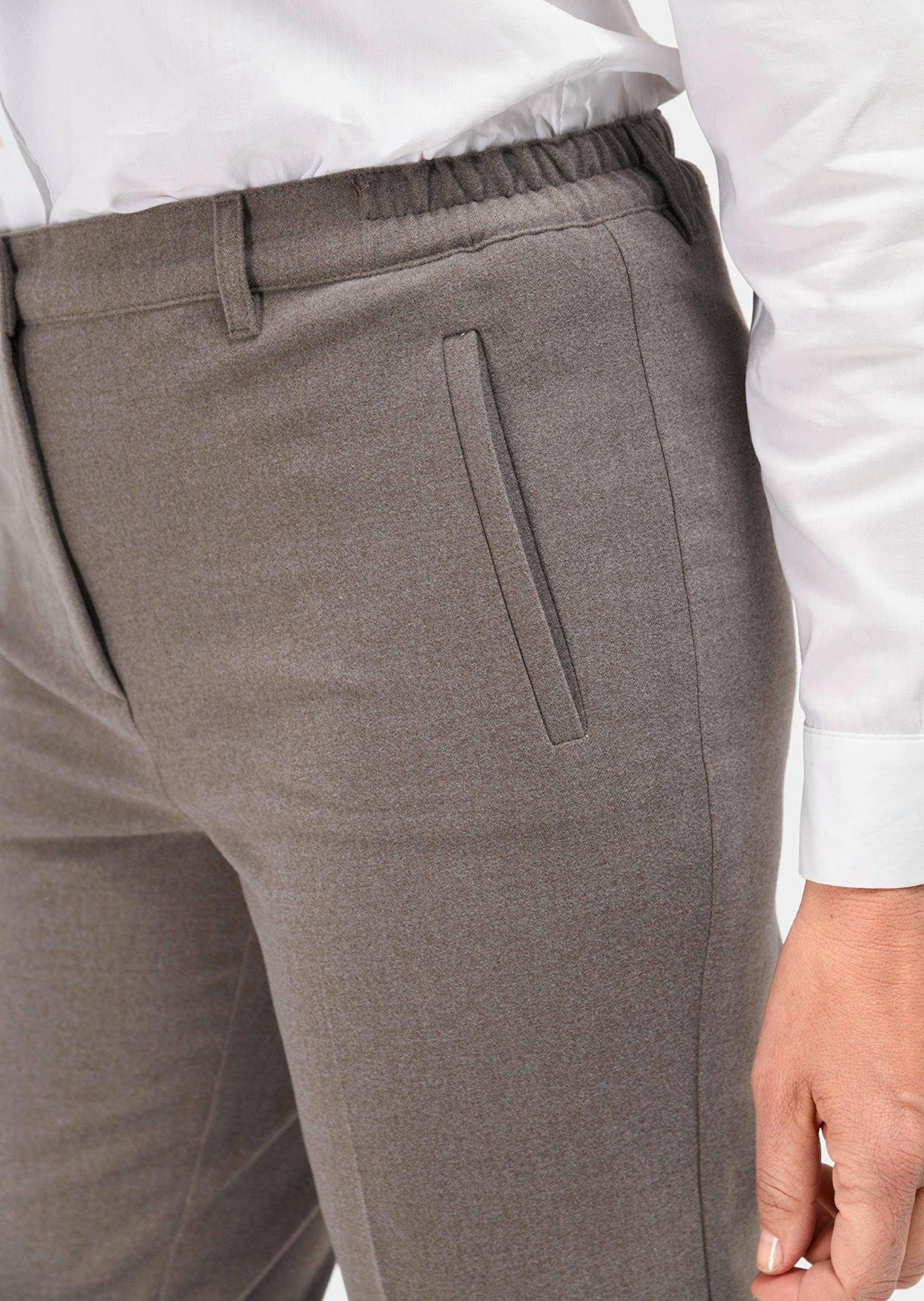 GOLDNER Stoffhose Kurzgröße: Bügelfaltenhose mit Melange-Effekt Stoffhose mit Teildehnbund, Gürtelschlaufen und Knöchellänge