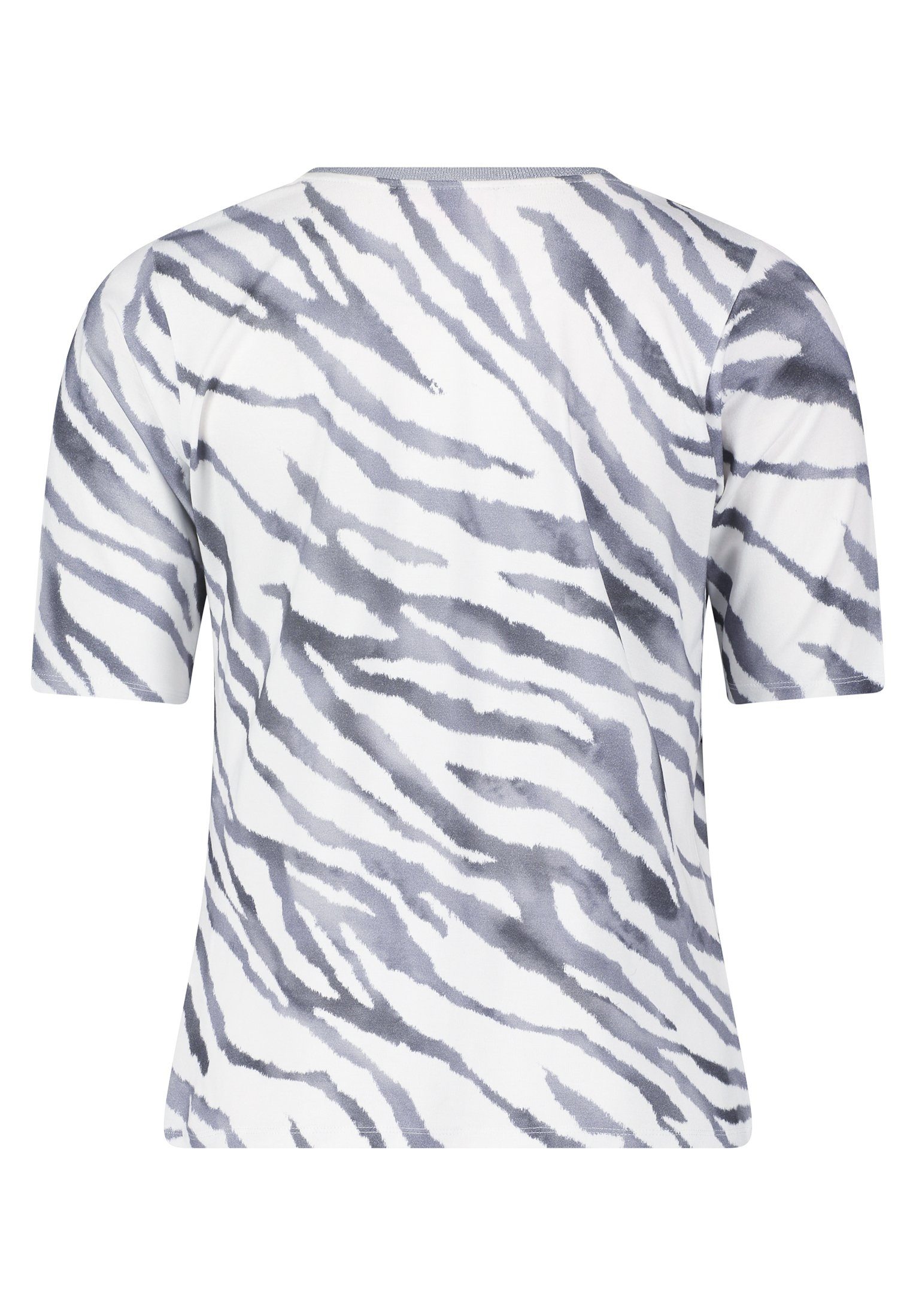 Betty Barclay T-Shirt (1-tlg) Aufdruck mit Grau/Weiß Rippbündchen