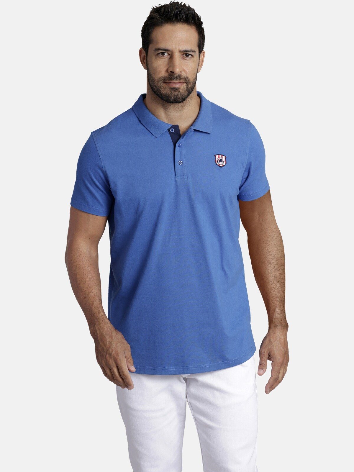 Jan Vanderstorm Poloshirt NISSE mit verlängertem Rückenteil blau | Poloshirts