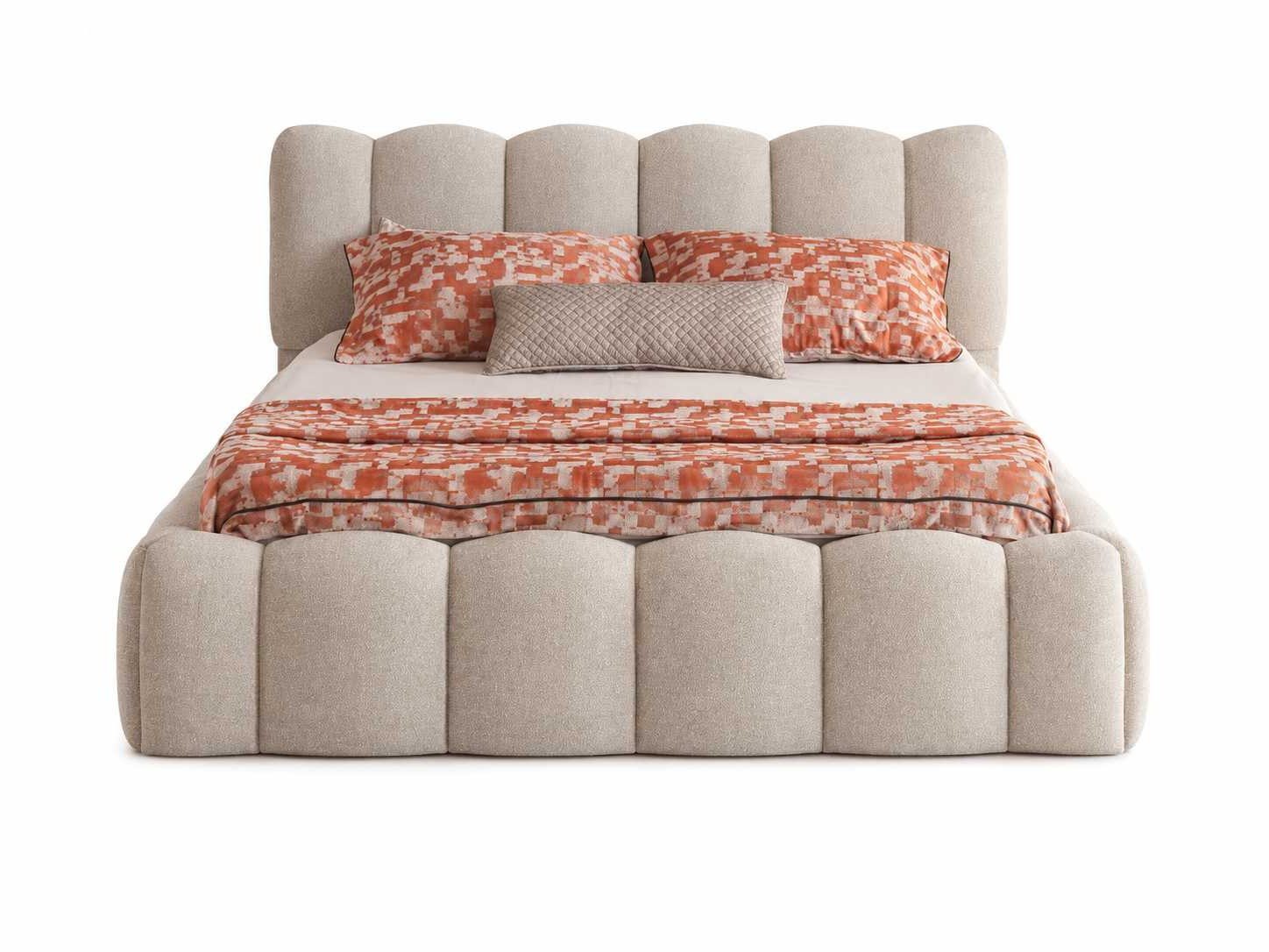 Xlmoebel Bett Beige Komfortdoppelbett aus Holz für modernes Schlafzimmer (Doppelbett, 1-tlg., Komfortdoppelbett), Made in Europa