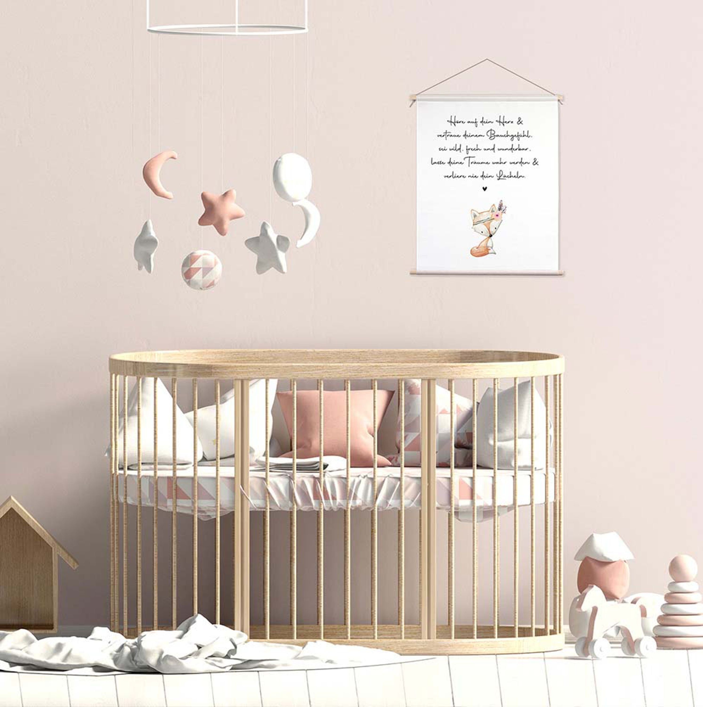 artissimo Poster Textil-Poster 40x50cm Bild mit Spruch Kinderzimmer Babyzimmer Fuchs, Kinderposter: Segenswünsche