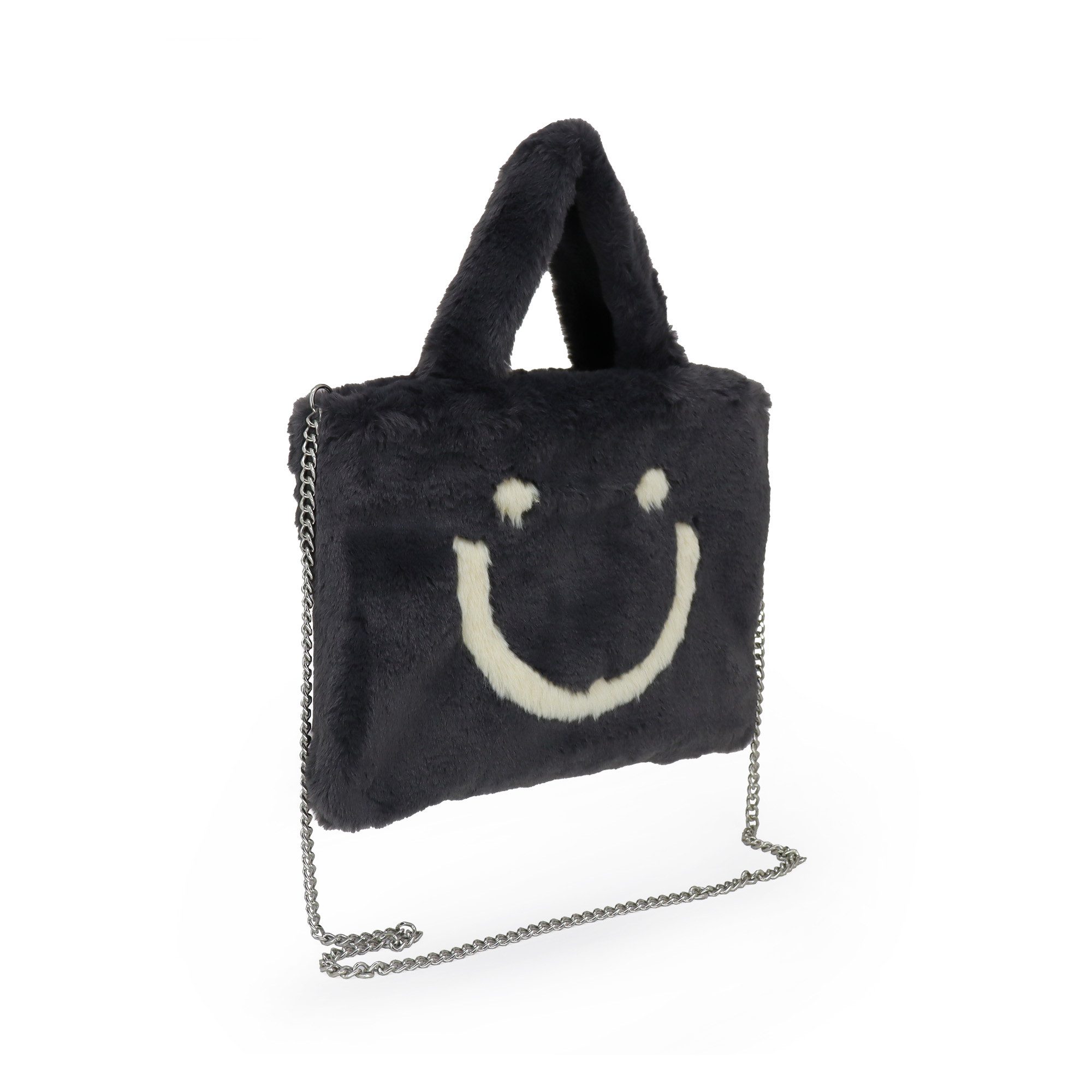 Lara Laurén Handtasche Plüsch stylische Minitasche mit Kette, flauschige Crossbody Bag aus Kunstfell