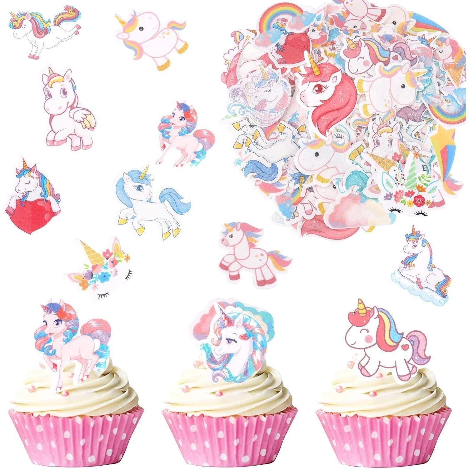 Streudeko Tortendeko Essbar Cupcake Cake Topper Esspapier 80 Stück Einhorn