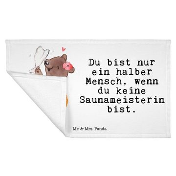 Mr. & Mrs. Panda Handtuch Saunameisterin Herz - Weiß - Geschenk, Abschied, Firma, Reisehandtuch, (1-St), Kreative Sprüche