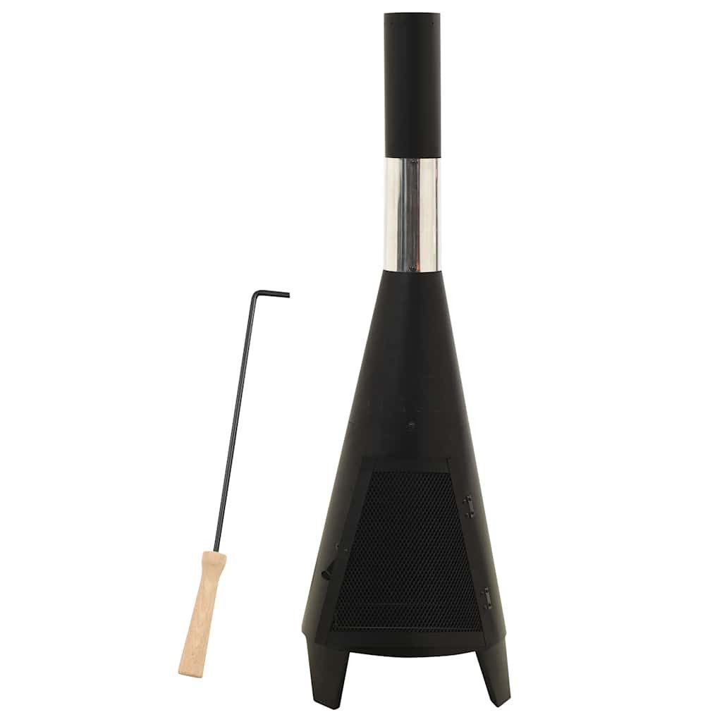 vidaXL Feuerstelle Gartenofen mit Schürhaken 38x38x122 cm Stahl