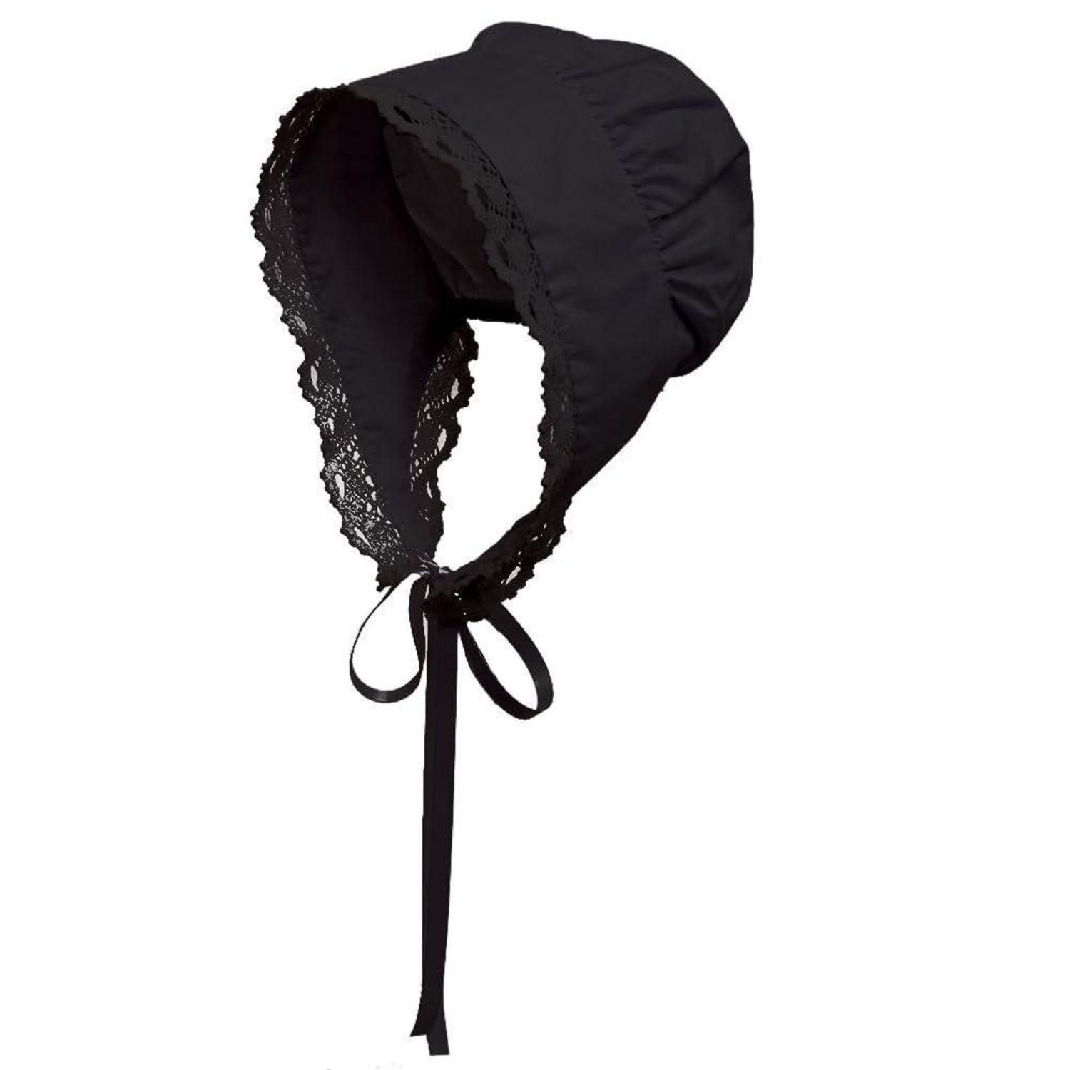 LuxusKollektion Strohhut Mittelalterliche Damenhaube Stil 02 Schwarz (1-St)