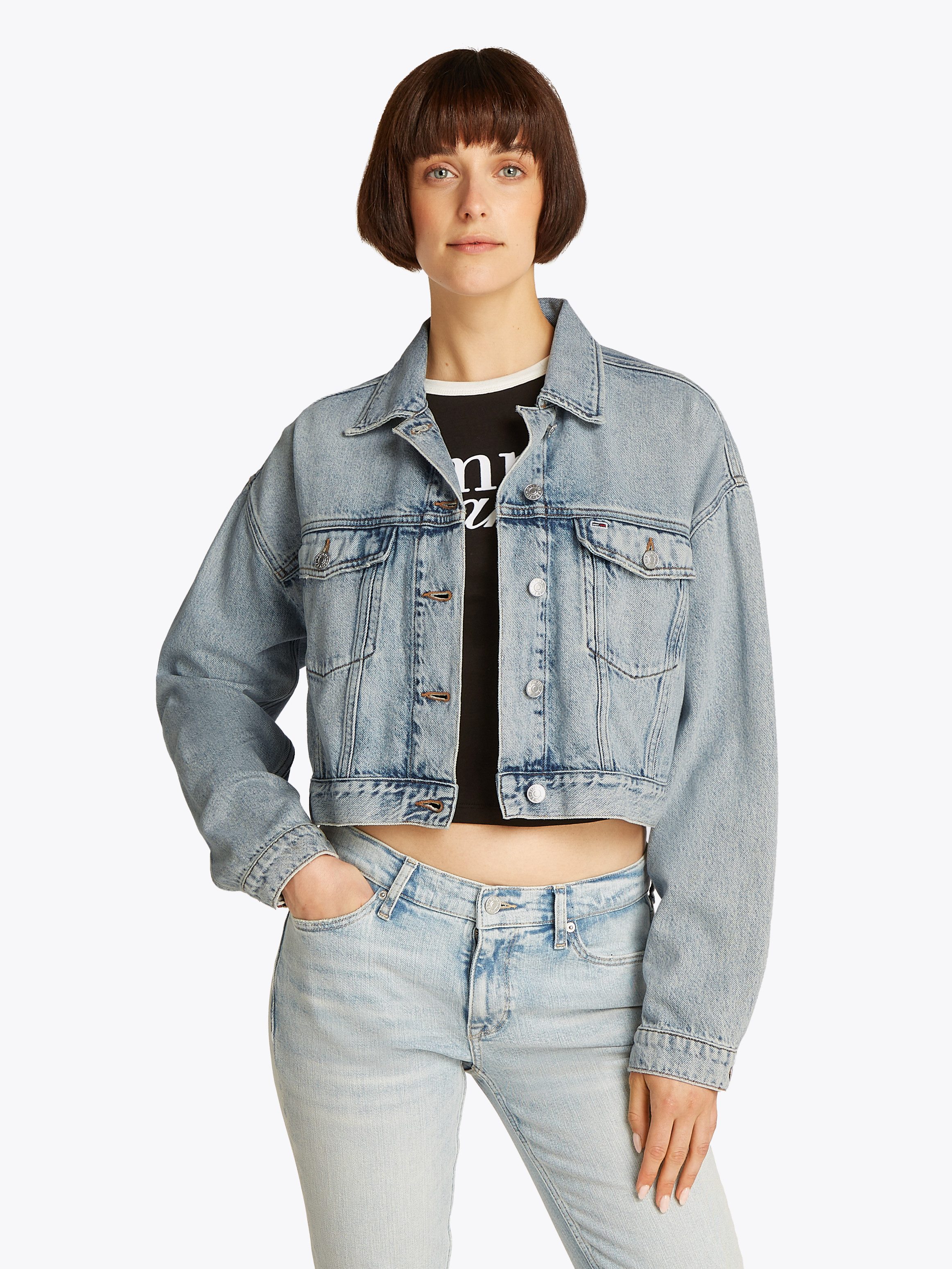 Tommy Jeans Jeansjacke OVSZ CROP TRUCKER JACKET BI6012 mit kurzem Schnitt, günstig online kaufen