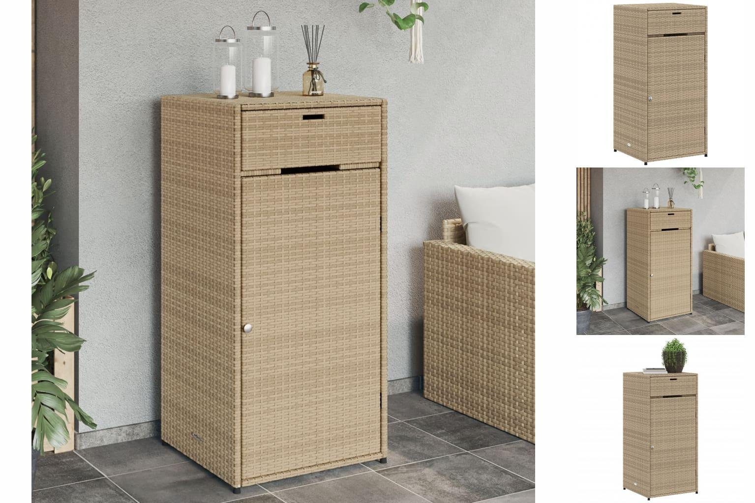 vidaXL Auflagenbox Gartenschrank Beige 55x55x111 cm Polyrattan