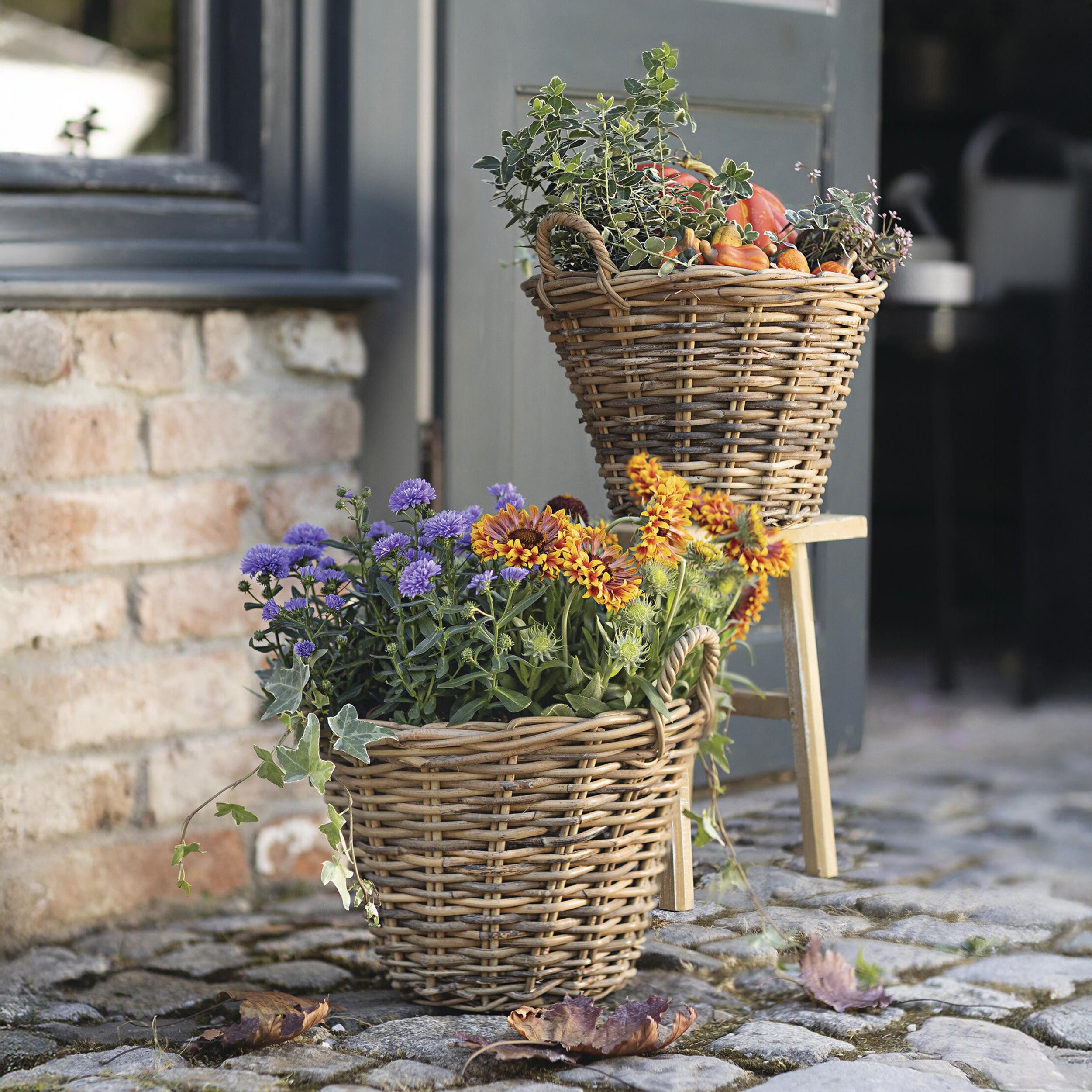 Allzweckkorb Pflanzkorb Spaltrattan Rattan Ø 35x25cm