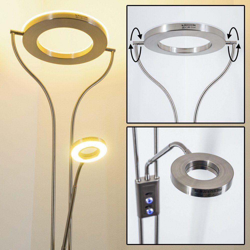 hofstein Deckenfluter »Giralba« dimmbare Stehleuchte aus Metall in Nickel-m günstig online kaufen