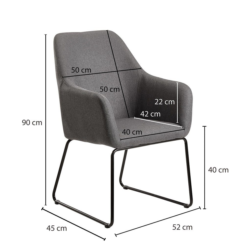 Lomadox Küchenstuhl, Design Esszimmer B/H/T Polsterstuhl ca. 52/90/45cm Schalenstuhl