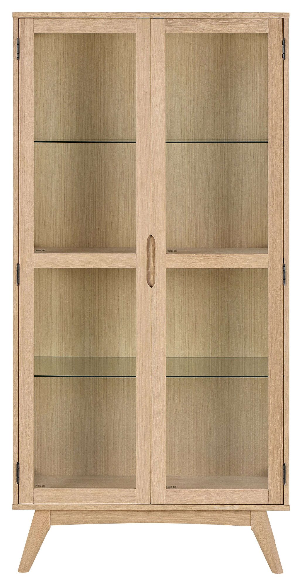ACTONA GROUP Vitrine Marte ölbehandeltes Eiche Furnier, 2 Türen, klar Glas, 94x40x192 cm