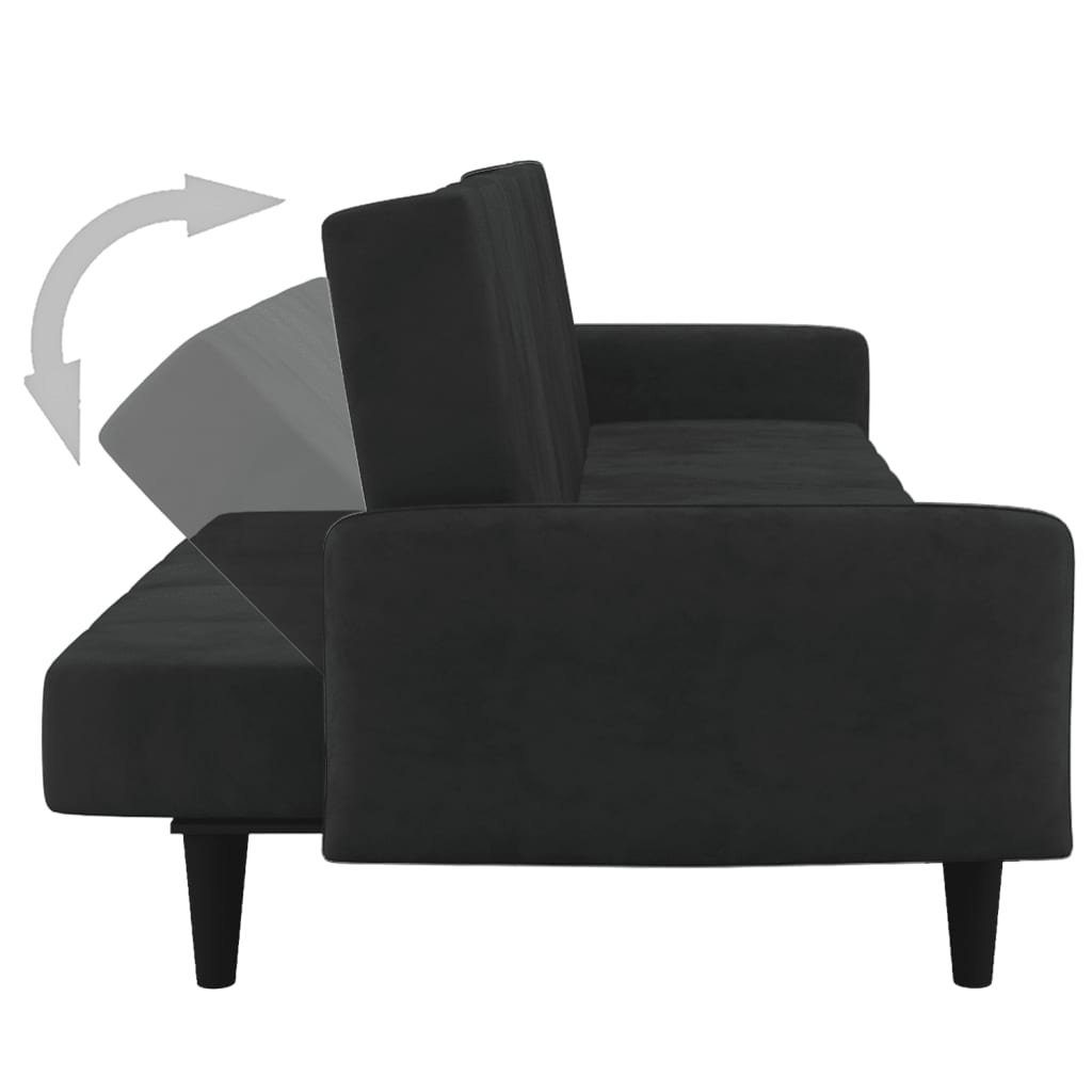 Schlafcouch Schlaffunktion vidaXL Schlafsofa 2-Sitzer Schwarz Sofa Samt