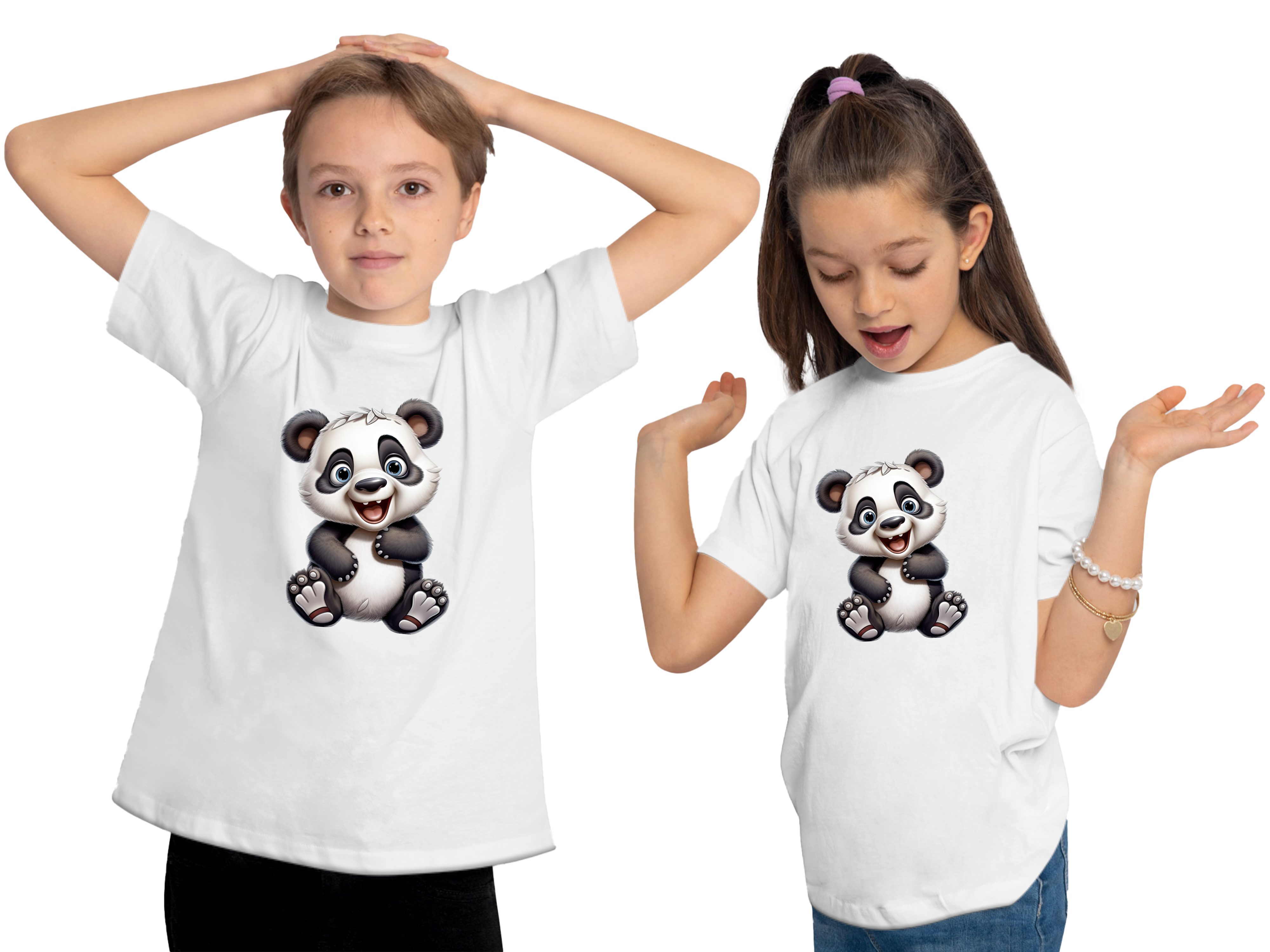 MyDesign24 T-Shirt Kinder Wildtier Print Shirt bedruckt - Baby Panda Bär Kurzarm T-Shirt mit Wildtier Aufdruck i277