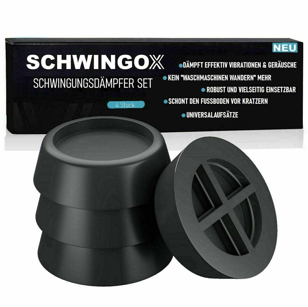 SCHWINGOX schwarz Trockner Vibrationsabsorber Vibrationsdämpfer Waschmaschine Gummifüße [4er Vibrationsdämpfer Set] Schwingungsdämpfer MAVURA