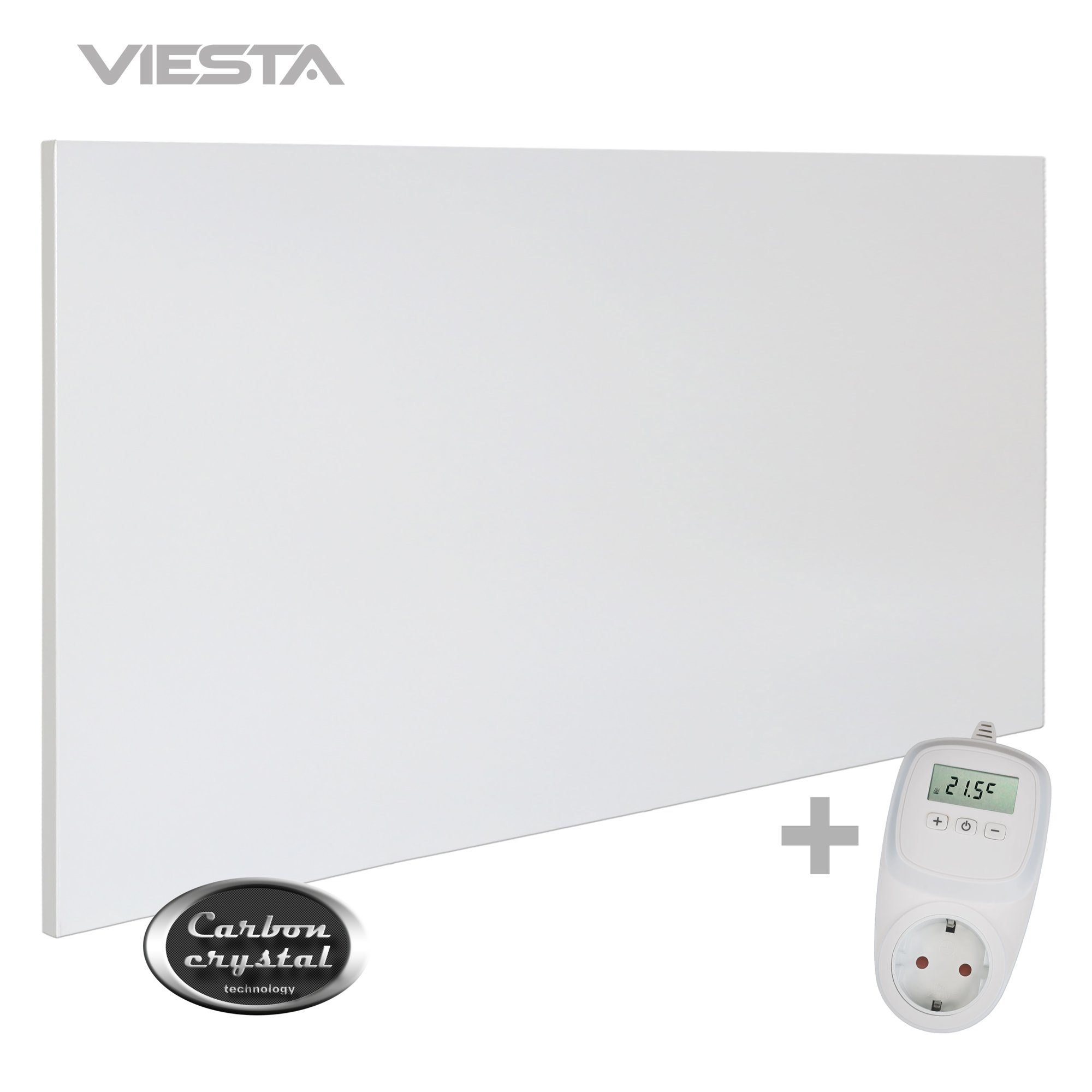 VIESTA ohne ultraflache Thermostat Watt, Technologie), + TH10, H700 VIESTA Carbon Paneelheizkörper - weiß, 700 (neueste Infrarotheizung TH10 Wandheizung, Crystal H700 VIESTA Rahmen