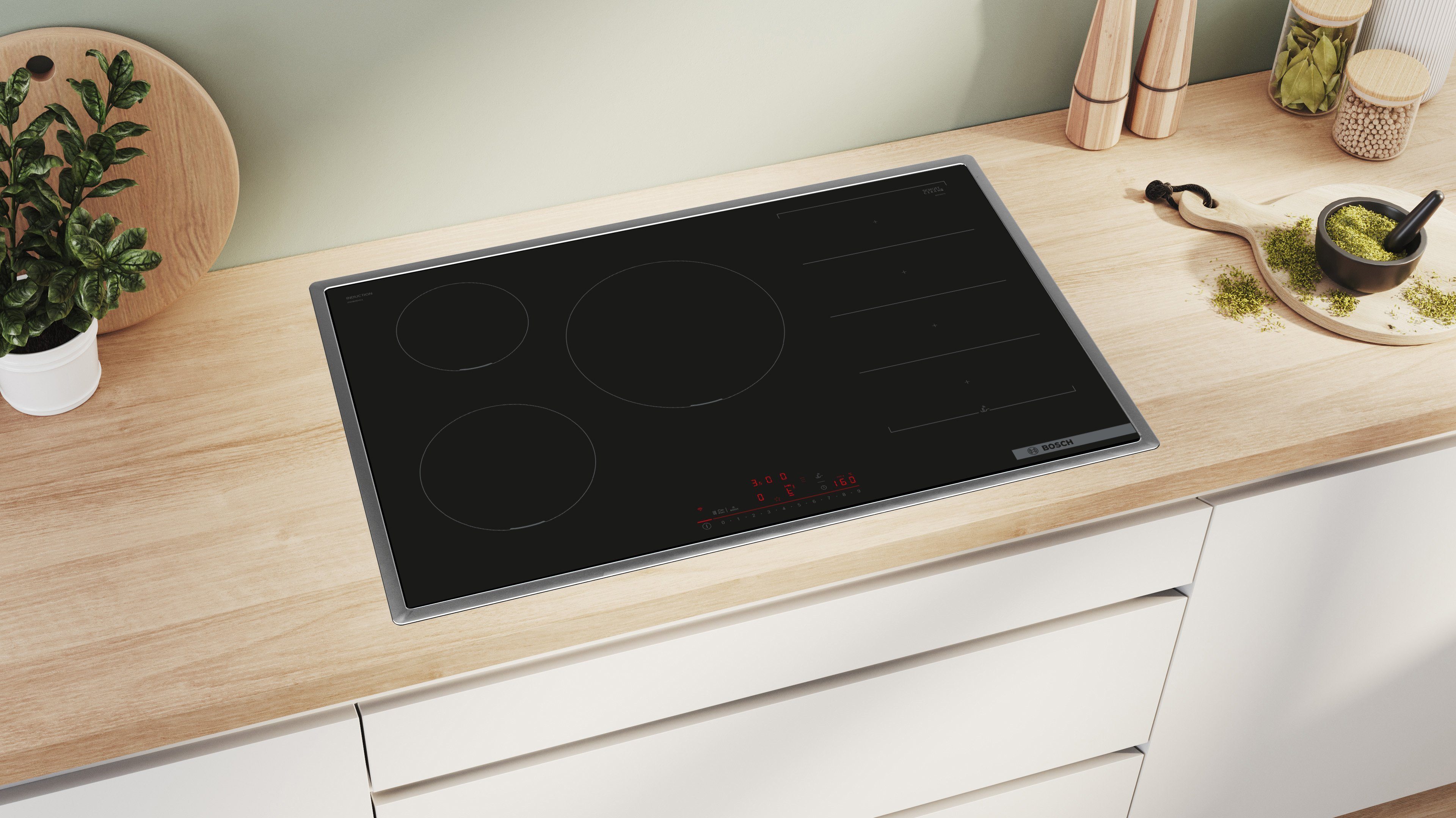 BOSCH Induktions-Kochfeld Serie 6 PXV845HC1E, DirectSelect für einfachen Bedienkomfort, umlaufender Rahmen – Bild 2 von 5