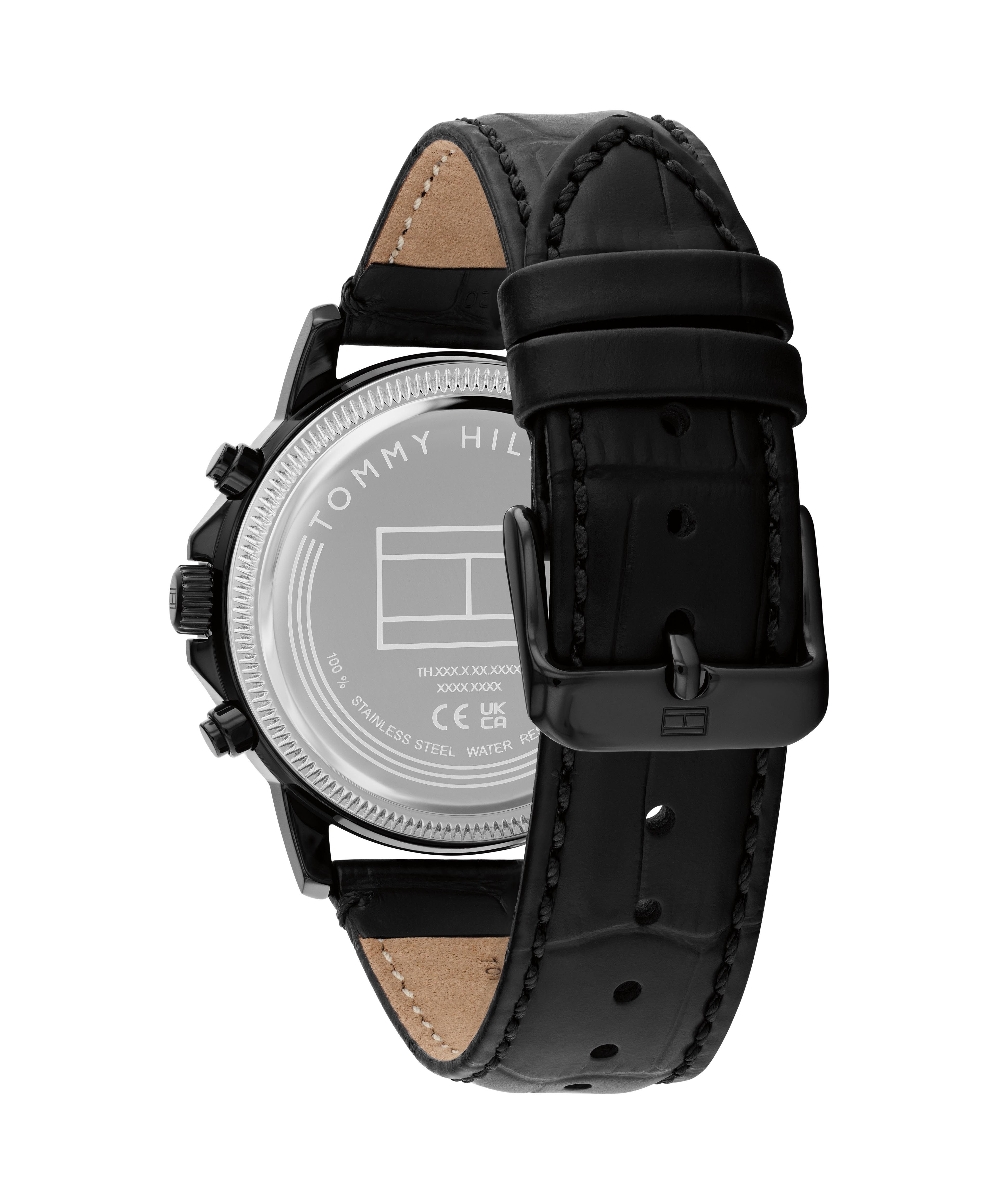 Tommy Hilfiger Multifunktionsuhr Stewart 1710748, Quarzuhr, Armbanduhr, Herrenuhr, Lederarmband, analog