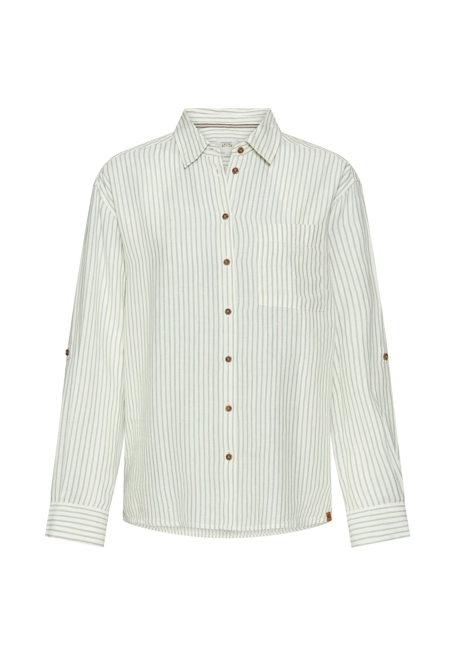 camel active Hemdbluse Bluse mit Kentkragen Langarm gestreift