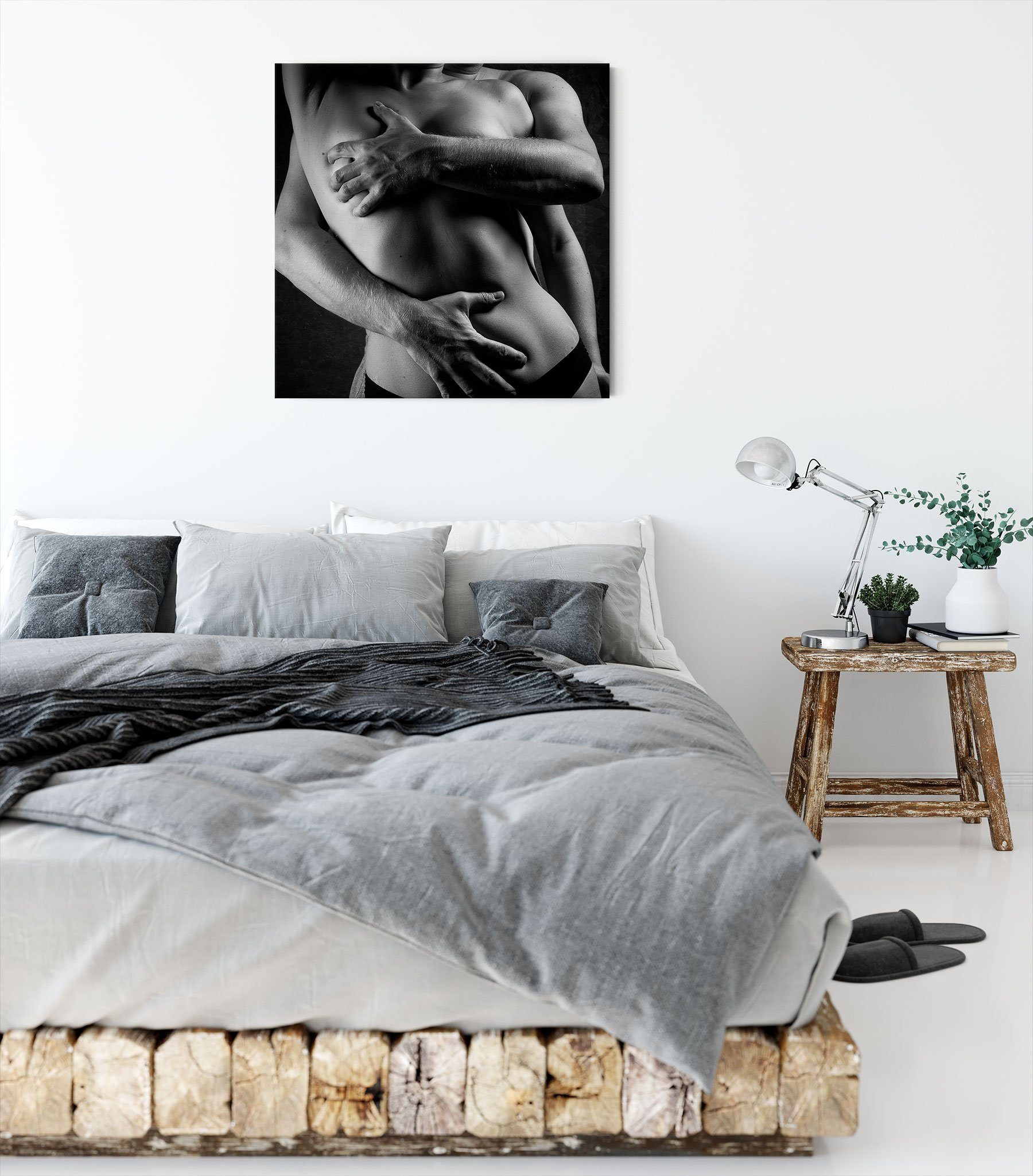 Pixxprint Leinwandbild Sinnliche Umarmung von hinten nackt, Sinnliche Umarmung von hinten nackt (1 St), Leinwandbild fertig bespannt, inkl. Zackenaufhänger