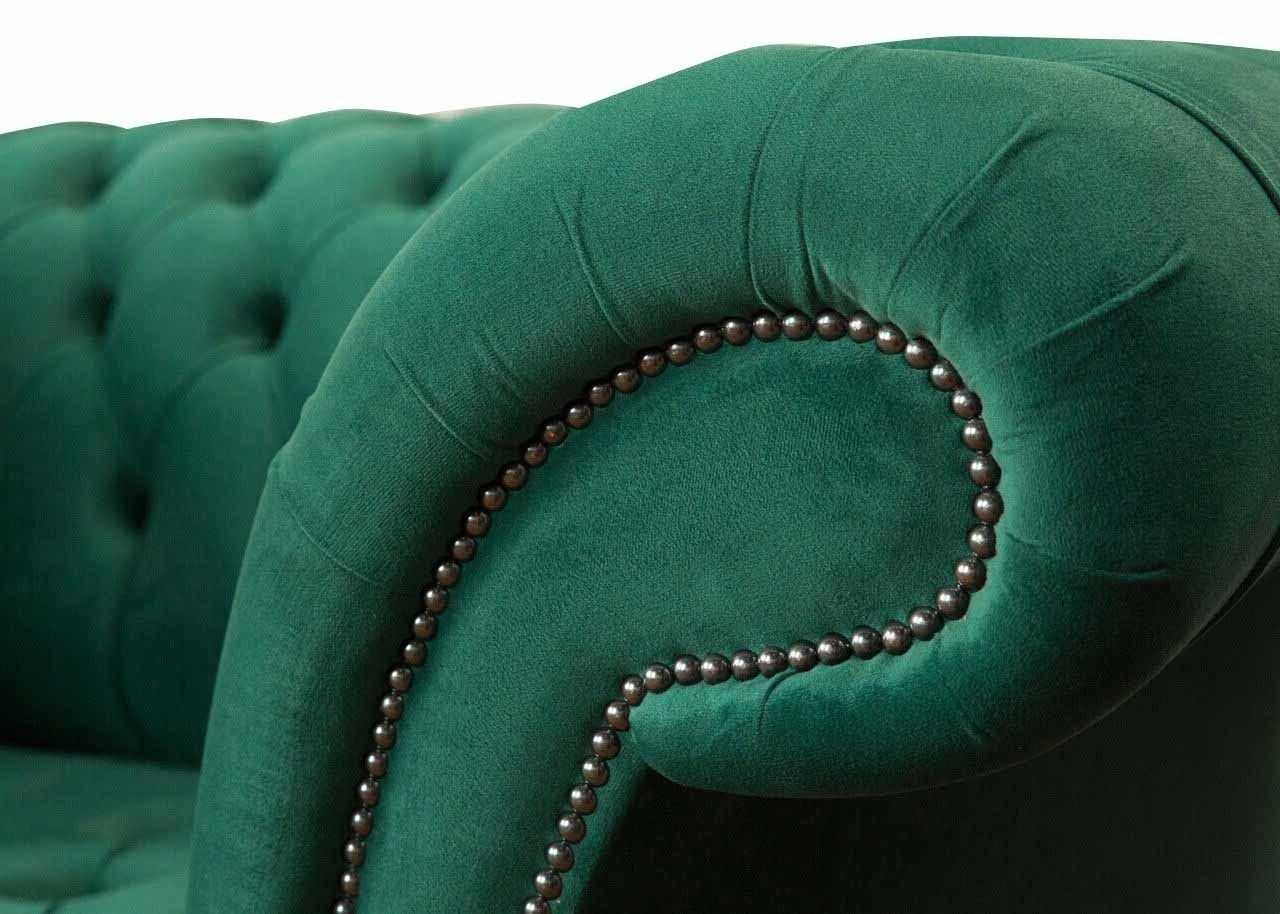 Design Europe Ohrensessel Sessel Chesterfield Grün Polster JVmoebel In Made Luxus Textil, Sessel Sofa