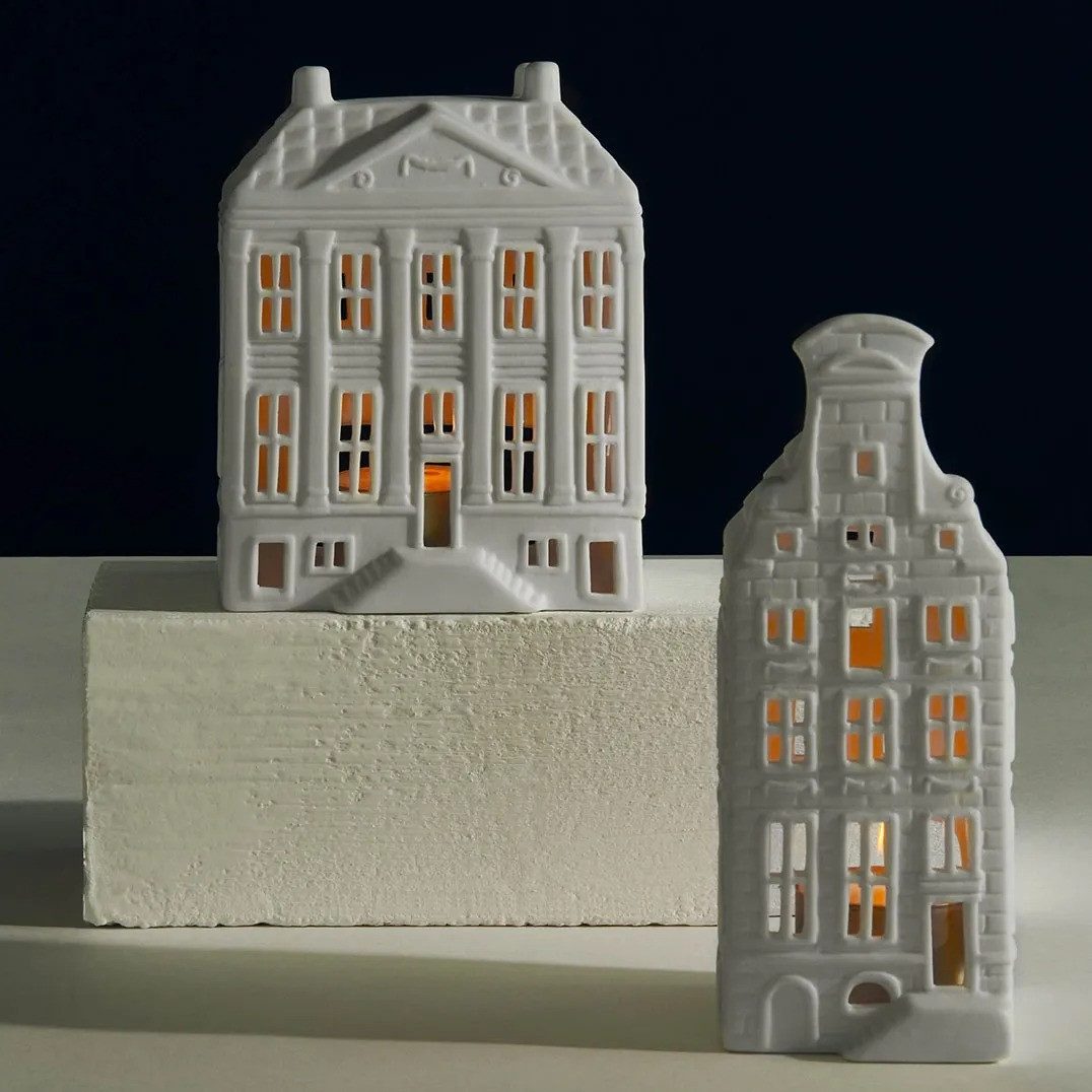 &Klevering Teelichthalter Lichthaus Grachtenhaus Nr2 Keramik Weiß, Detailre günstig online kaufen