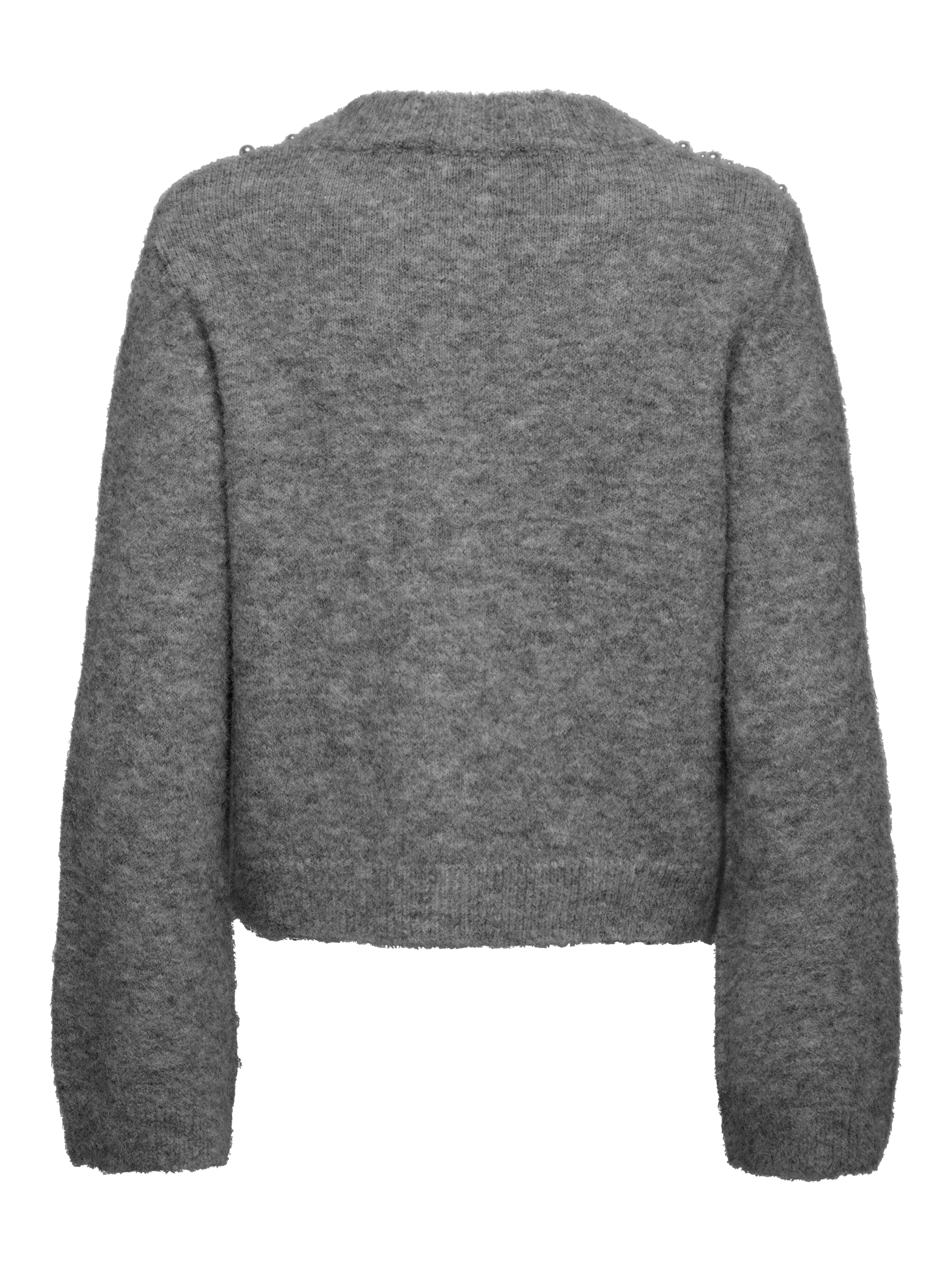 ONLY Strickjacke ONLMIGGIE LS O-NECK PEARL CARDIGA EX KNT Materialmix, regular fit – Bild 4 von 5