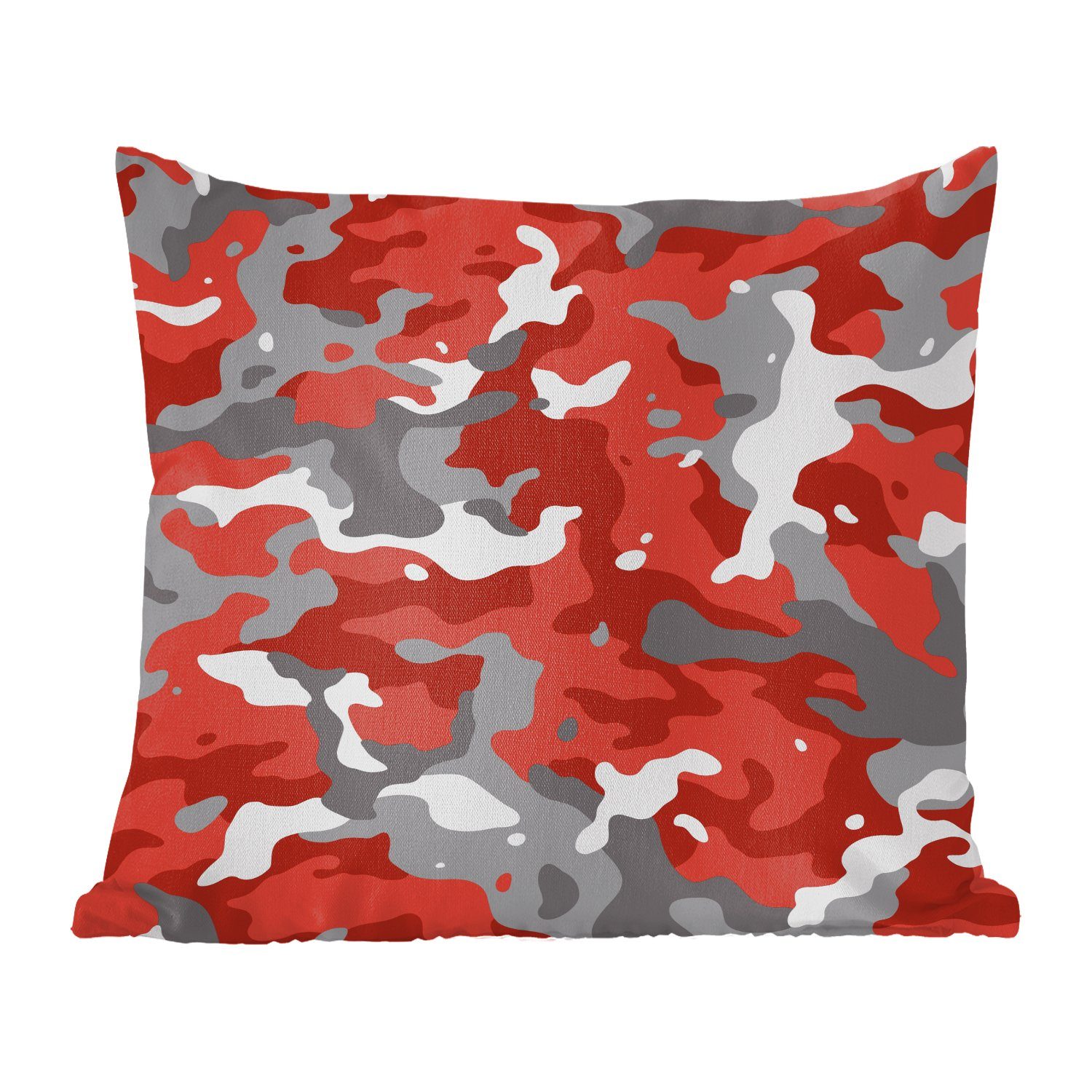 MuchoWow Dekokissen Rot mit grauem Camouflage-Muster, Zierkissen mit Füllung für Wohzimmer, Schlafzimmer, Deko, Sofakissen