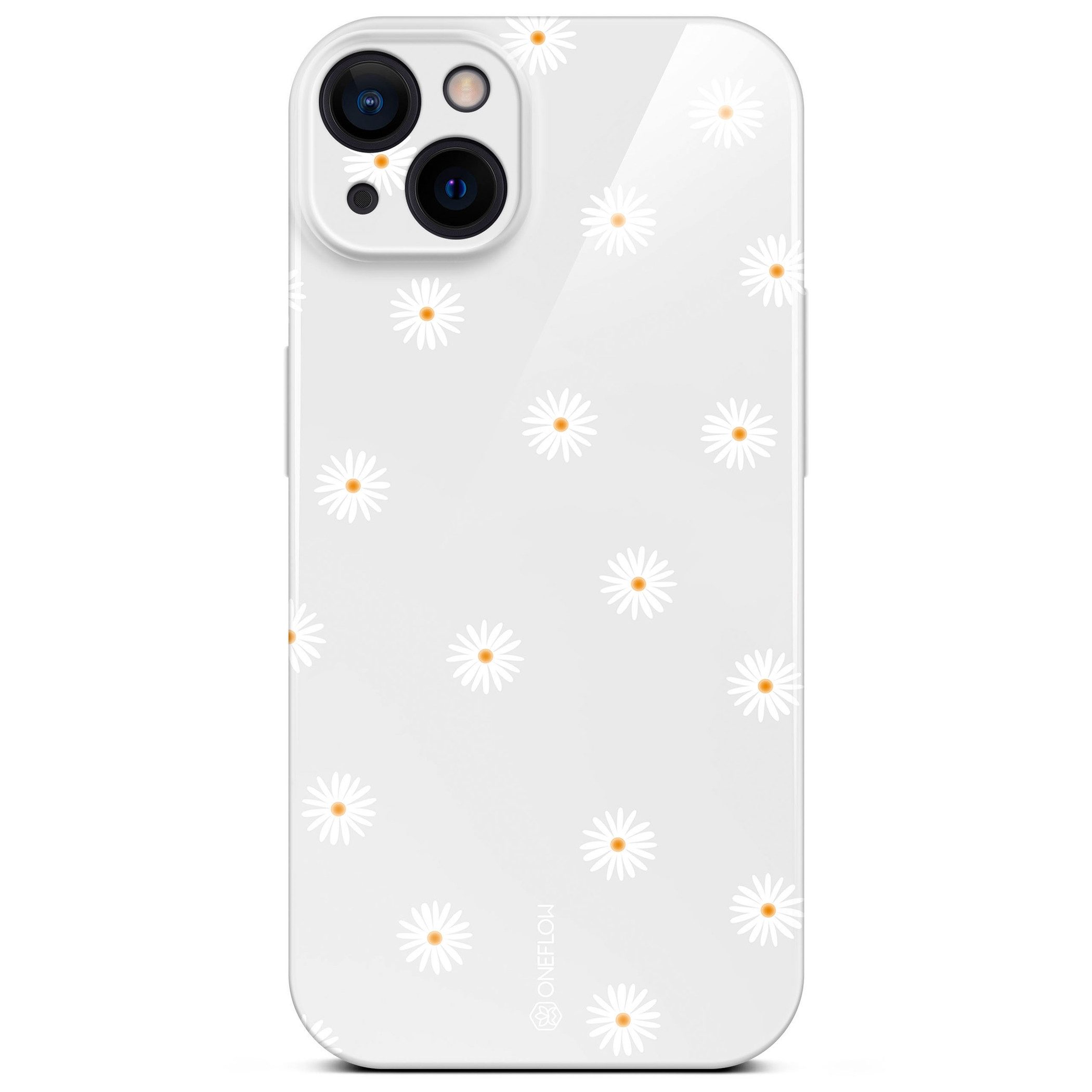 ONEFLOW Handyhülle für iPhone 15 Splash Cover Gänseblümchen Grau 6,1 Zoll, Hülle mit Design Muster Designer Case Kameraschutz Handy Schutzhülle