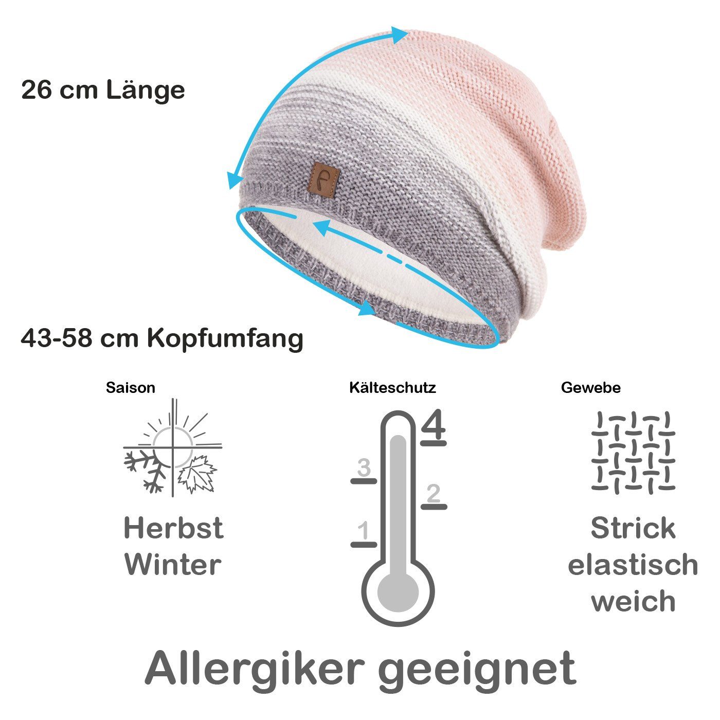 Faera Strickmütze Wintermütze Damen Herren Mütze Haube gefüttert Damenmütze