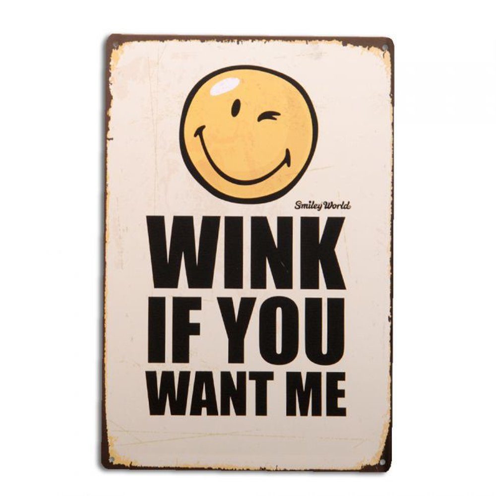 Metallbild Metallschild WINK Vintage Schild im Retro-Design