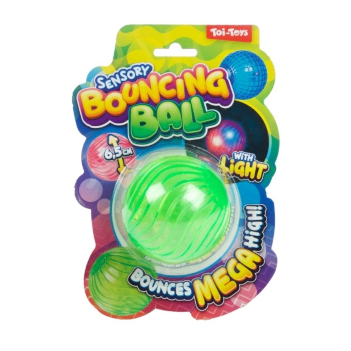 Toi-Toys Spielball Sensorischer Flummi mit Licht 6,5 cm Springball für Kinder, leuchtet