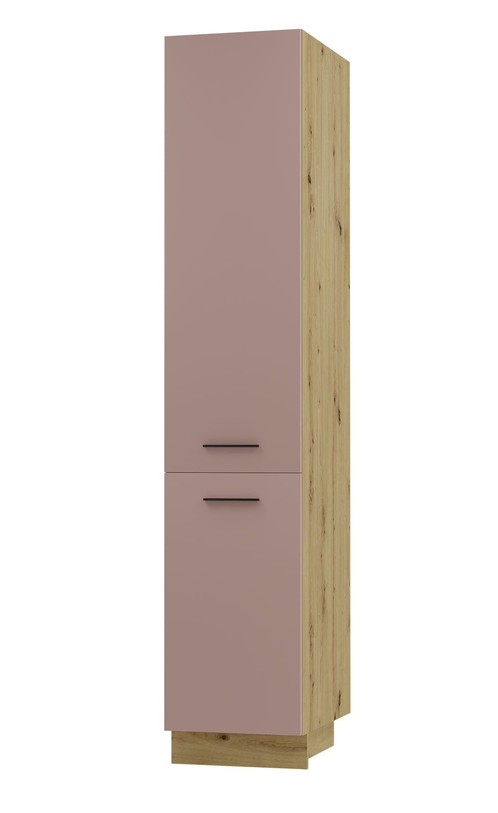 Feldmann-Wohnen Apothekerschrank Bonn (2D14K/40 kargo, 1 Tür, 2 Einlegeböden, 1 Korbauszug, 1-St., moderne Optik, MDF Fronten) Eiche Artisan / rosé kupfer matt