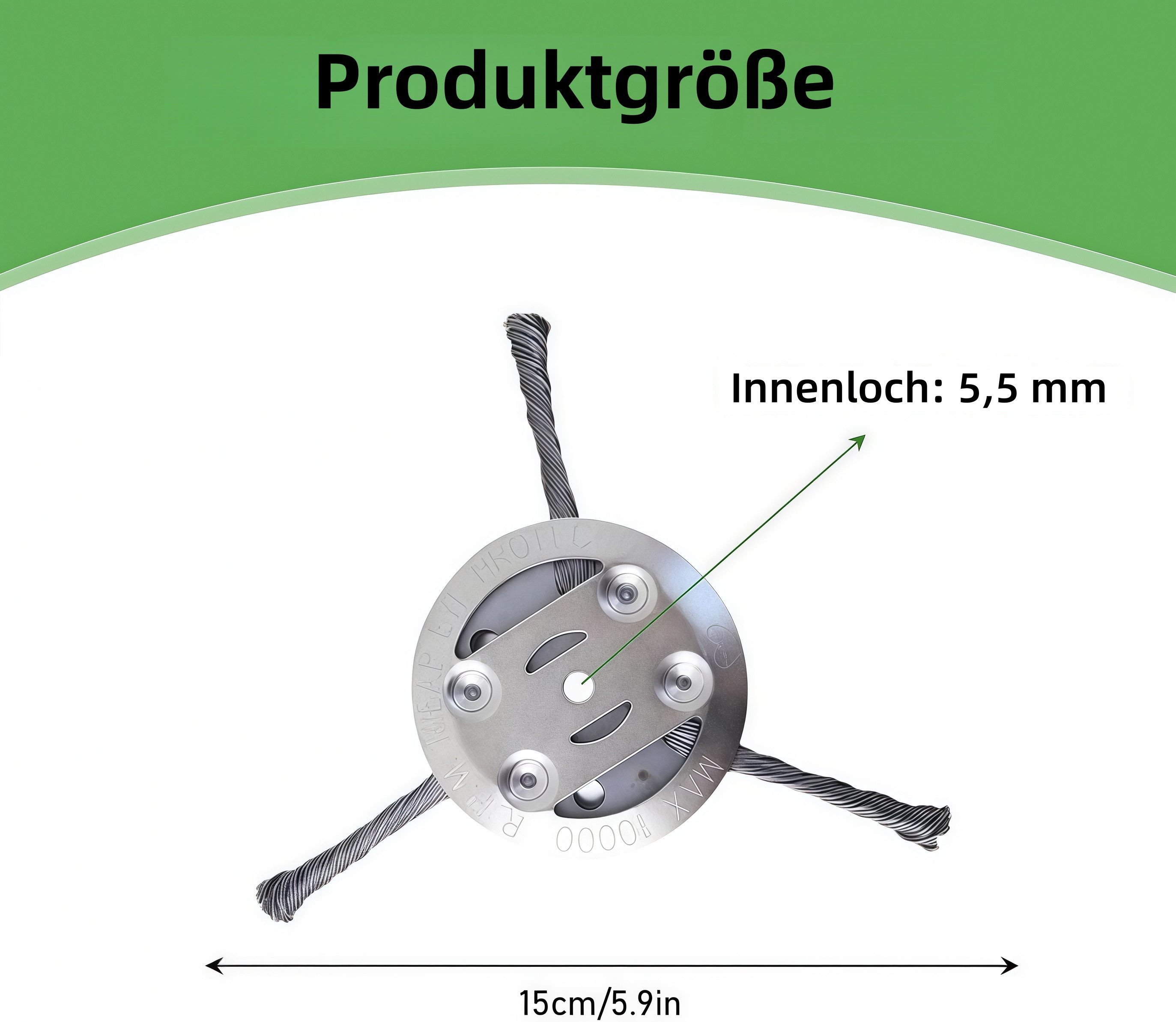 FOUORTUNATE-BEE Rasenmähermesser Unkrautbürste Ersatz-Schneidkopf für Rasentrimmer, 6 Zoll, 3 Messer (1-St), Universelles Trimmer-Zubehör für Akku-Freischneider