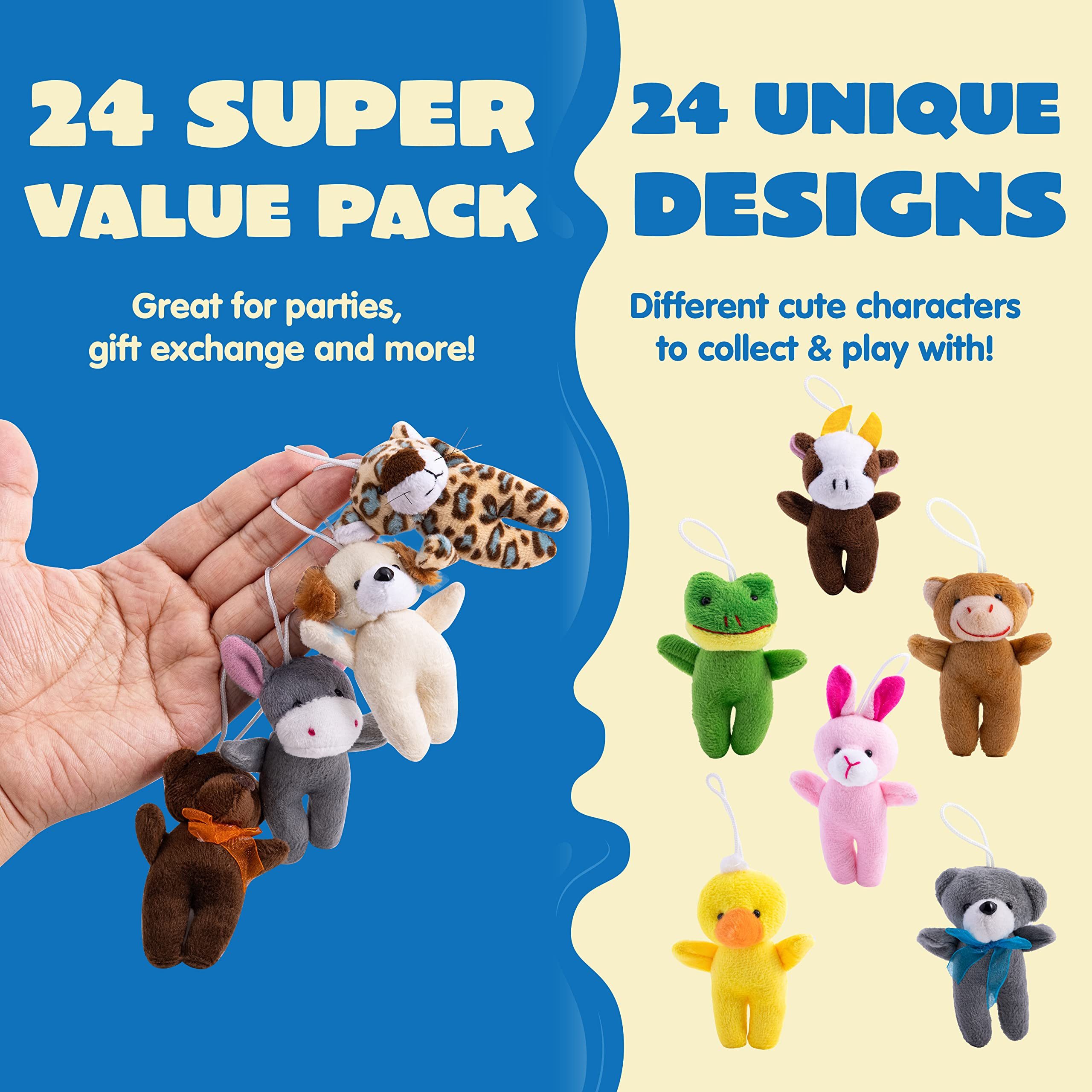 JOYIN Plüschanhänger JOYIN 24er Set Mini-Plüschtiere (je 7,5 cm), ideal als Partygeschenke (24-St)