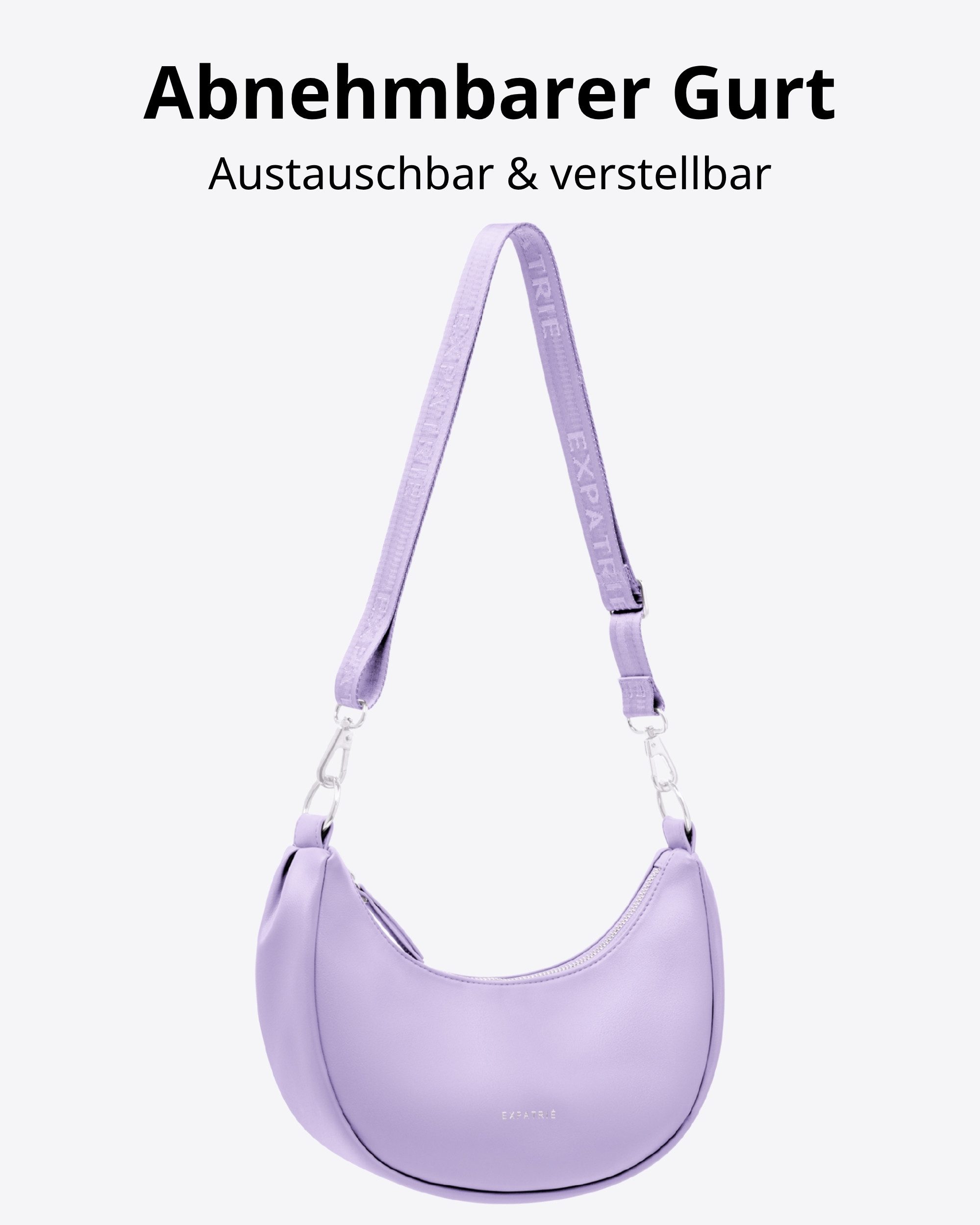 Expatrié Umhängetasche Lea Small Half Moon Bag Schultertasche, Elegante Crossbody Bag in Halbmond Form, Wasserabweisend