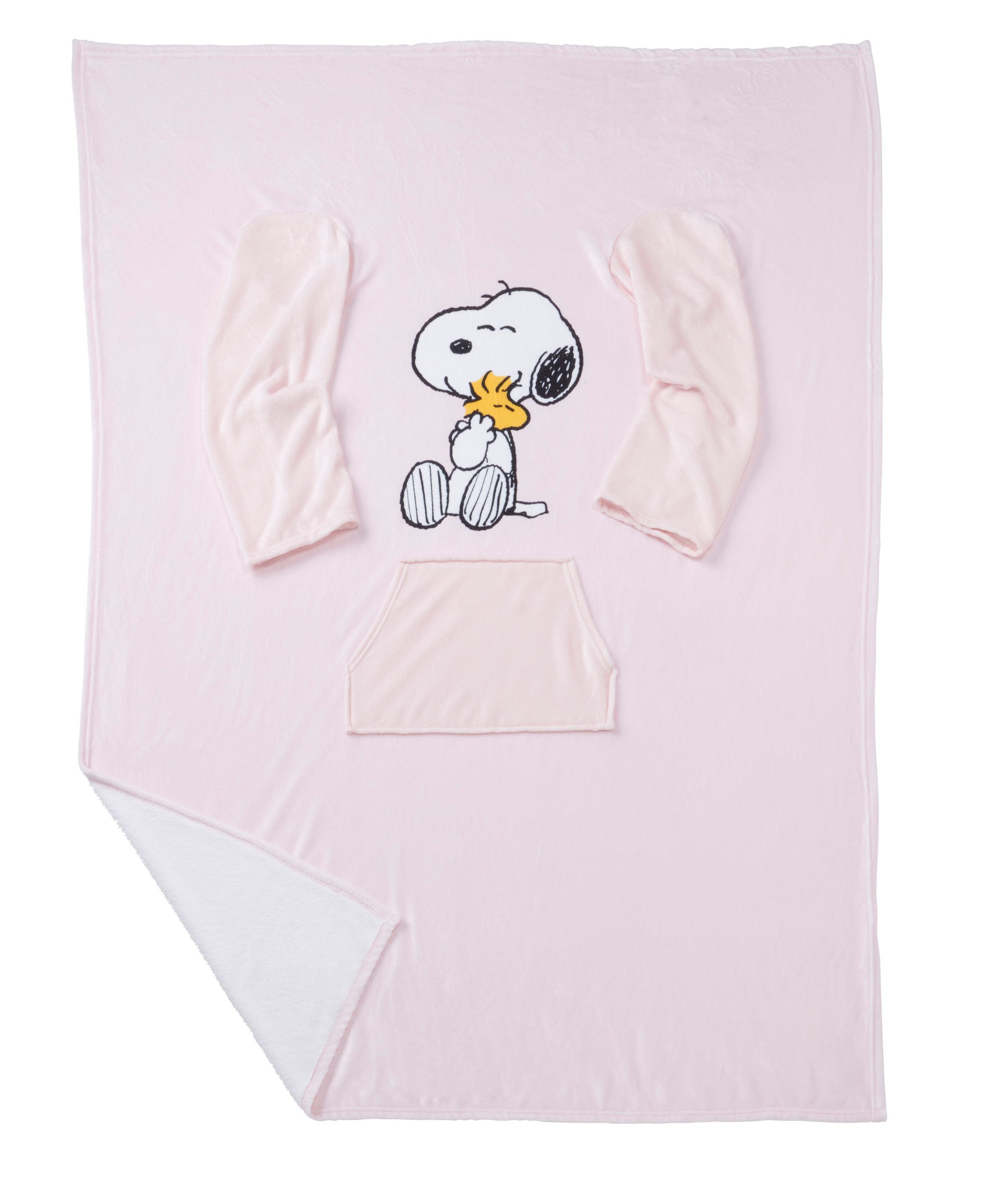 Wohndecke Peanuts Snoopy TV Decke mit Ärmeln Taschen Kuscheldecke 130 x 170 günstig online kaufen